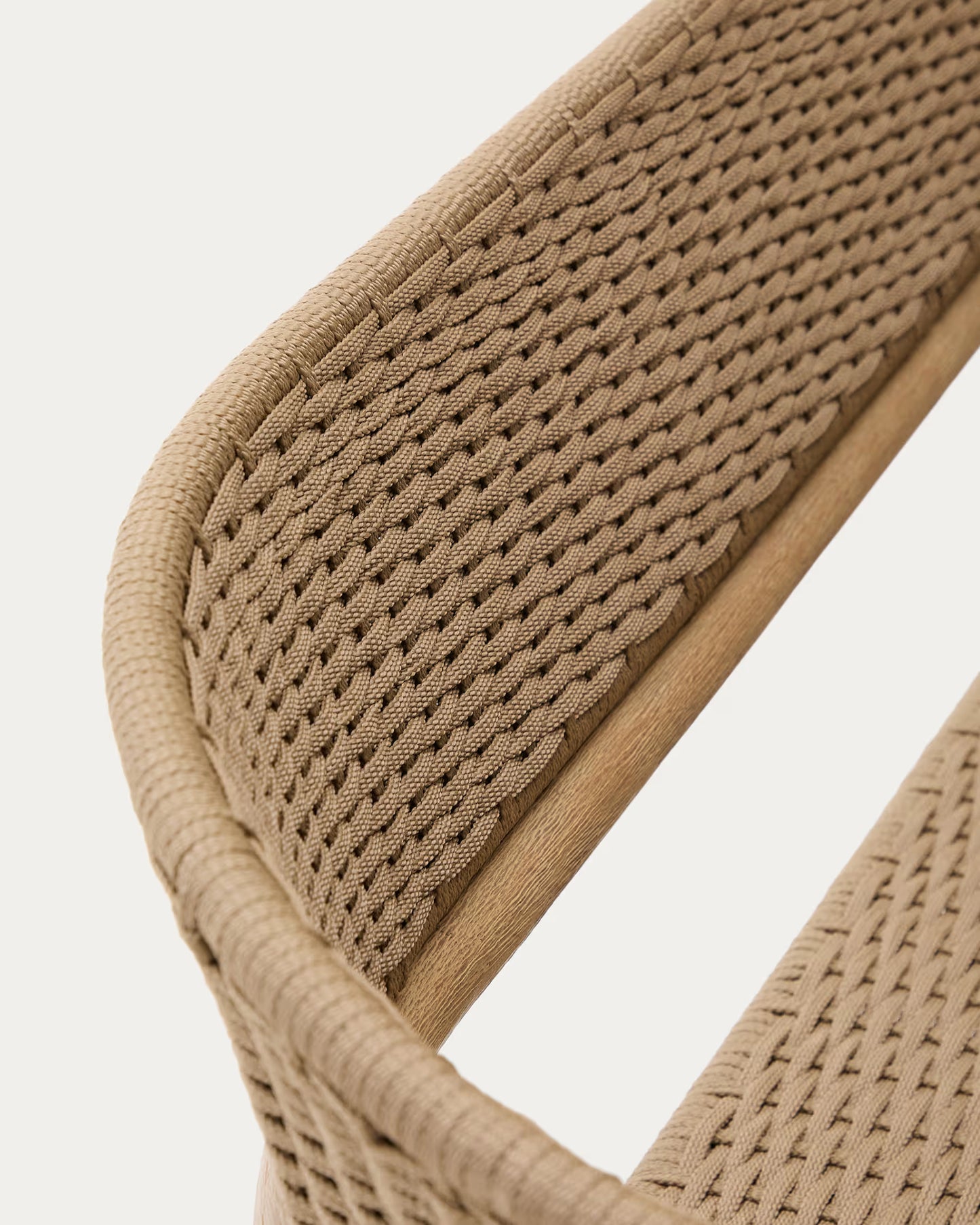 Kave Home Arinella 3-seater Sofa in FSC 100% Solid Acacia Wood with Natural Finish and Beige Rope Cord 167 cm