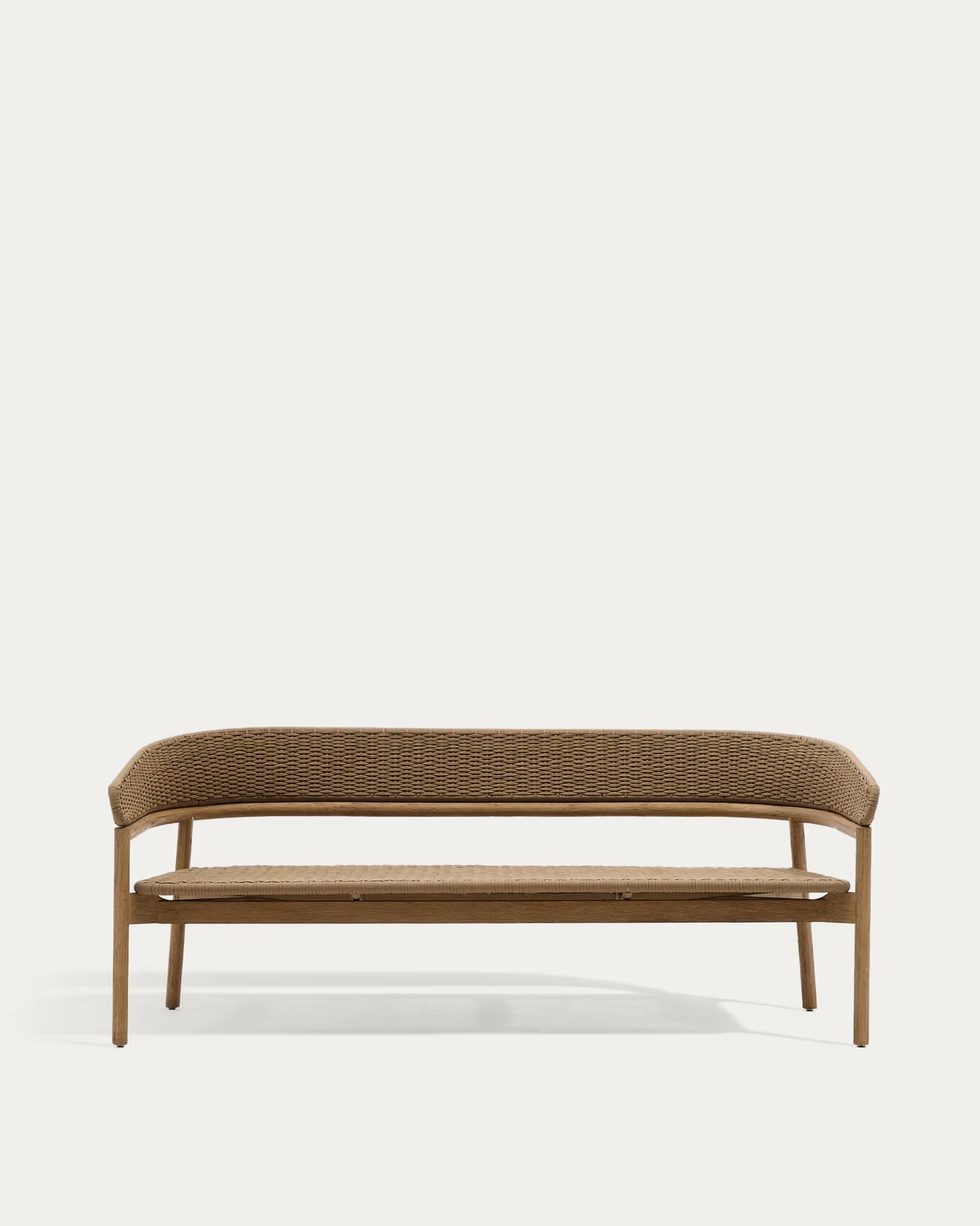 Kave Home Arinella 3-seater Sofa in FSC 100% Solid Acacia Wood with Natural Finish and Beige Rope Cord 167 cm
