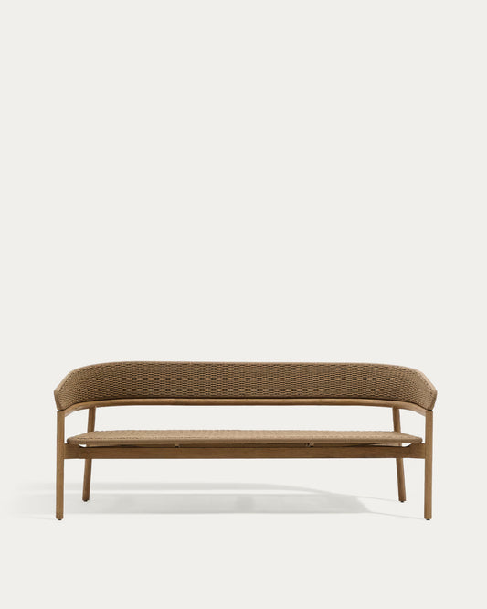 Kave Home Arinella 3-seater Sofa in FSC 100% Solid Acacia Wood with Natural Finish and Beige Rope Cord 167 cm