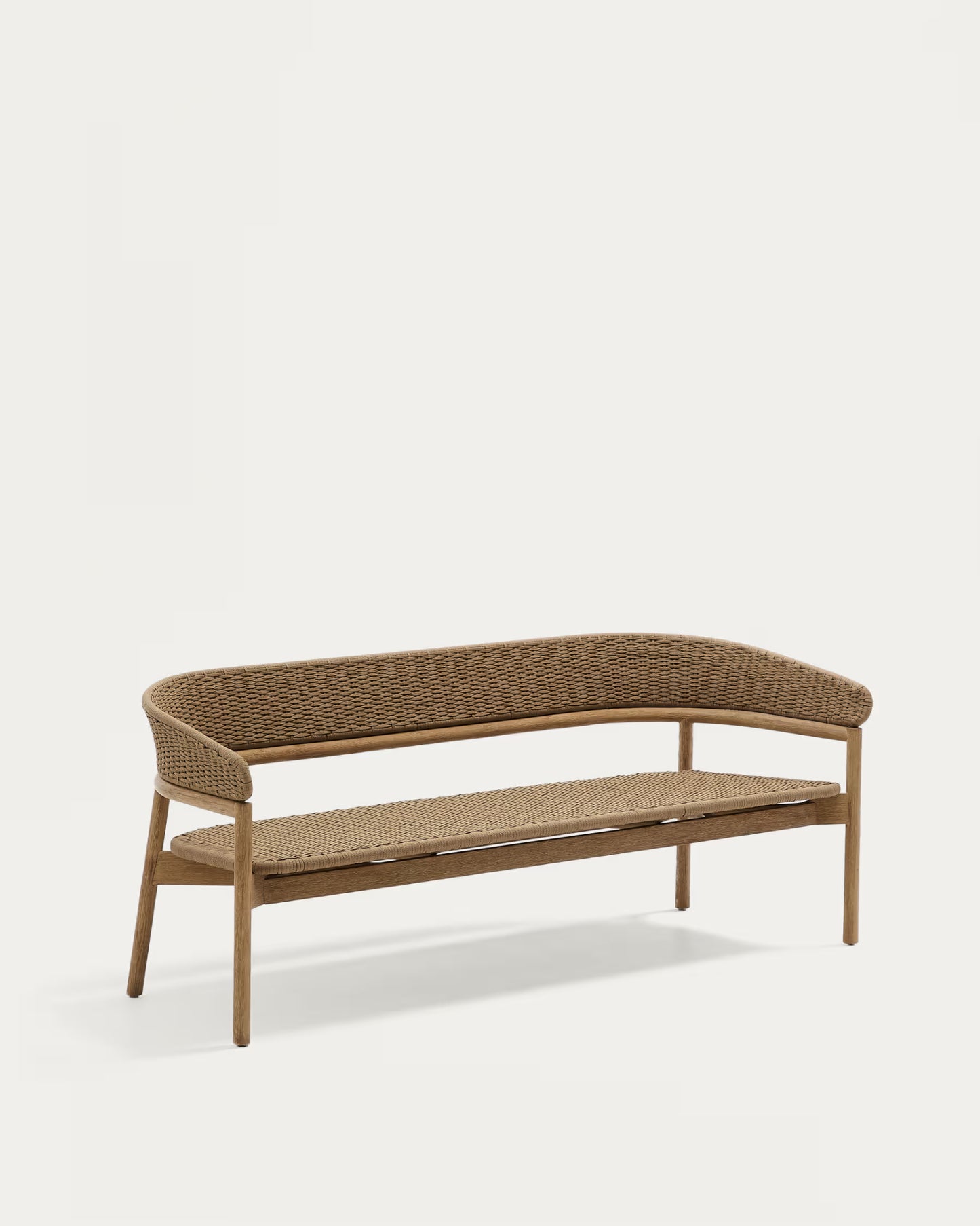 Kave Home Arinella 3-seater Sofa in FSC 100% Solid Acacia Wood with Natural Finish and Beige Rope Cord 167 cm