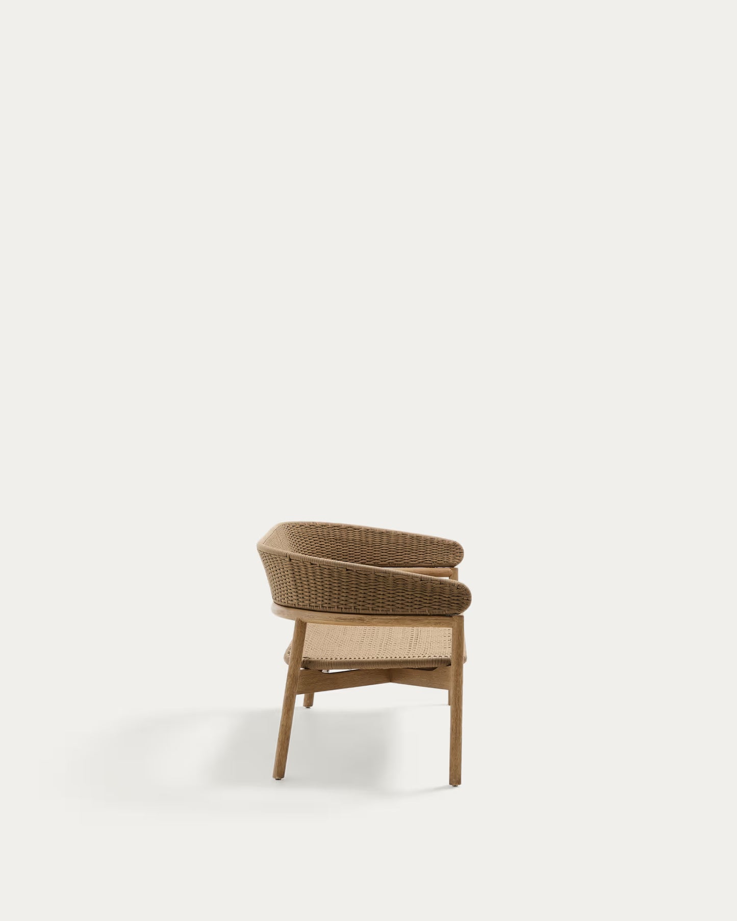 Kave Home Arinella 3-seater Sofa in FSC 100% Solid Acacia Wood with Natural Finish and Beige Rope Cord 167 cm