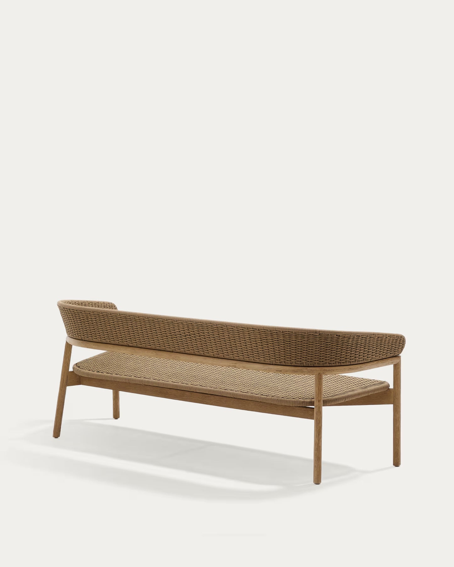 Kave Home Arinella 3-seater Sofa in FSC 100% Solid Acacia Wood with Natural Finish and Beige Rope Cord 167 cm