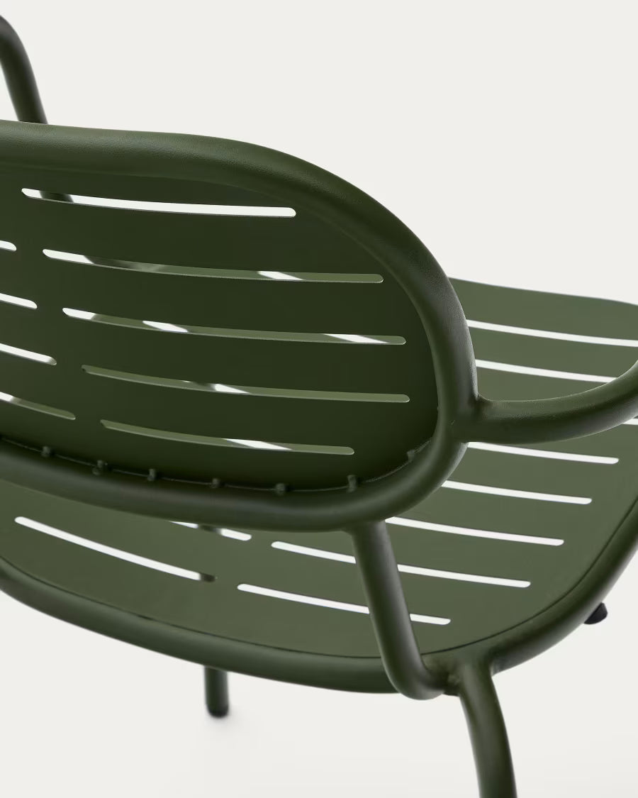 Kave Home Brai Stackable Outdoor Chair with Armrests in Green Galvanised Steel