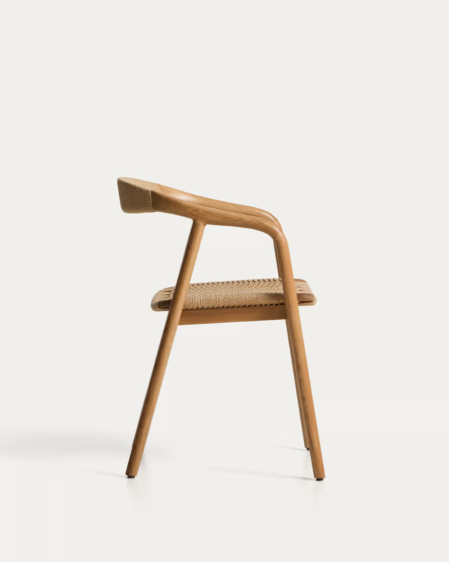 Kave Home Derile Chair in Solid Oak Wood with Natural-Tone Finish and Beige Paper Rope Cord FSC Mix Credit