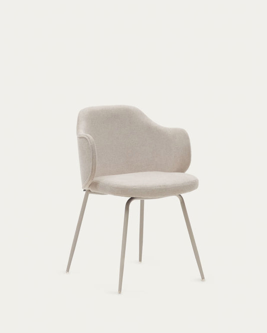 Kave Home Yunia Chair in Beige with Steel Legs in a Painted Beige Finish FR
