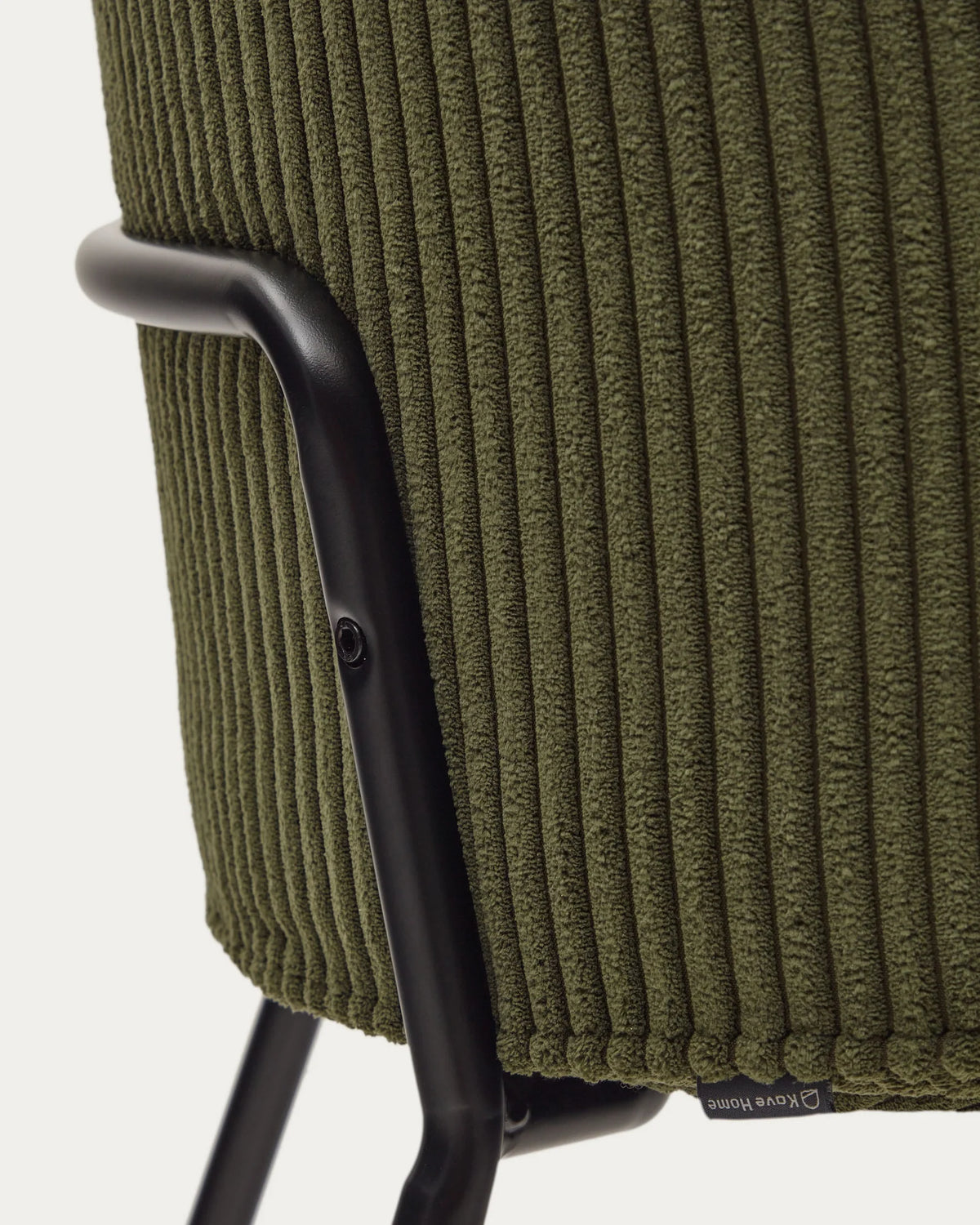 Kave Home Yunia Chair in Green Ribbed Velvet with Steel Legs in a Black Painted Finish FR