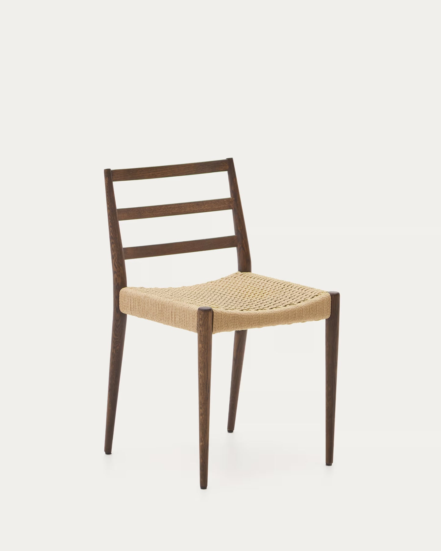 Kave Home Analy Chair in Solid Oak Wood with Walnut Finish and Rope Seat FSC Mix Credit