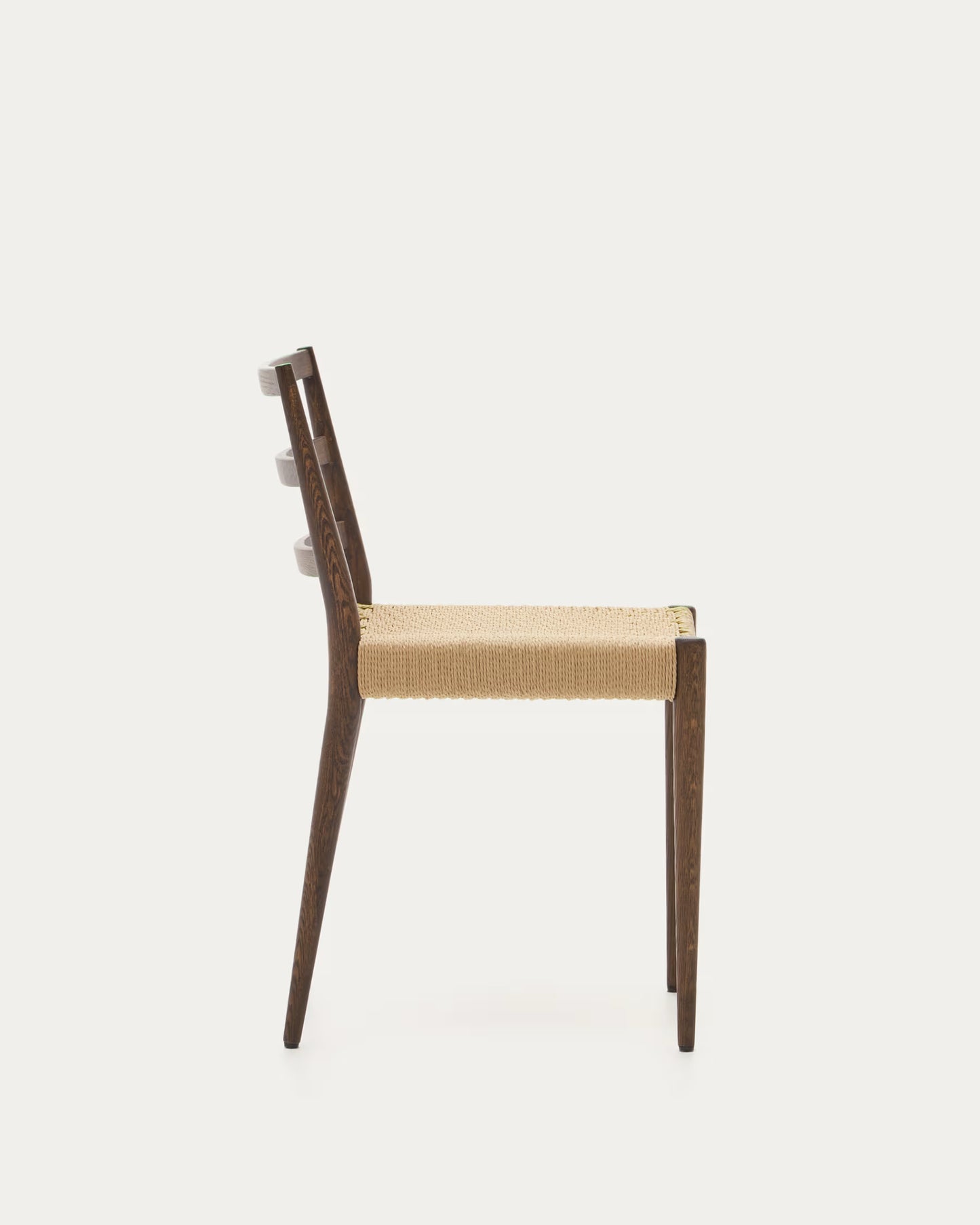 Kave Home Analy Chair in Solid Oak Wood with Walnut Finish and Rope Seat FSC Mix Credit