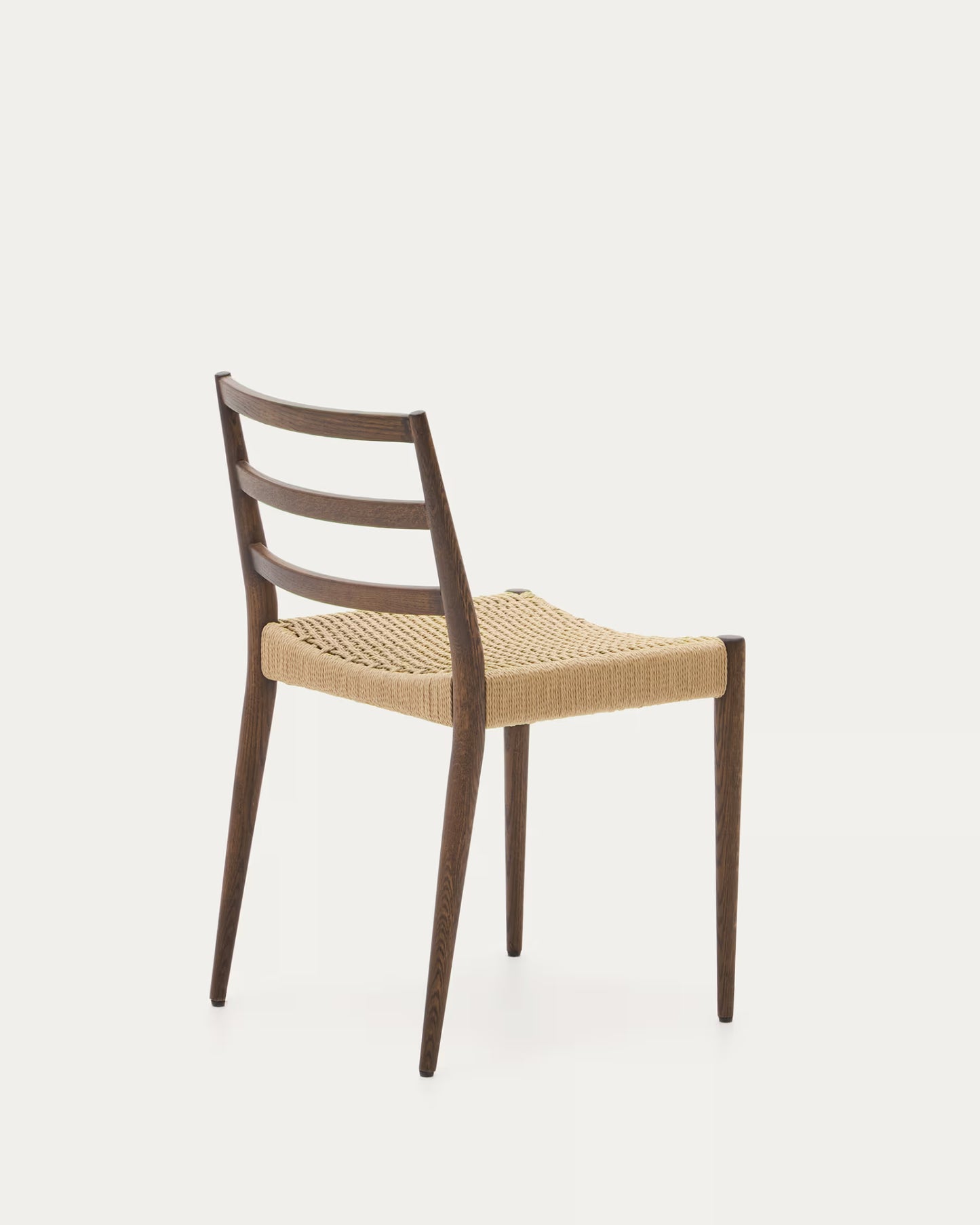 Kave Home Analy Chair in Solid Oak Wood with Walnut Finish and Rope Seat FSC Mix Credit
