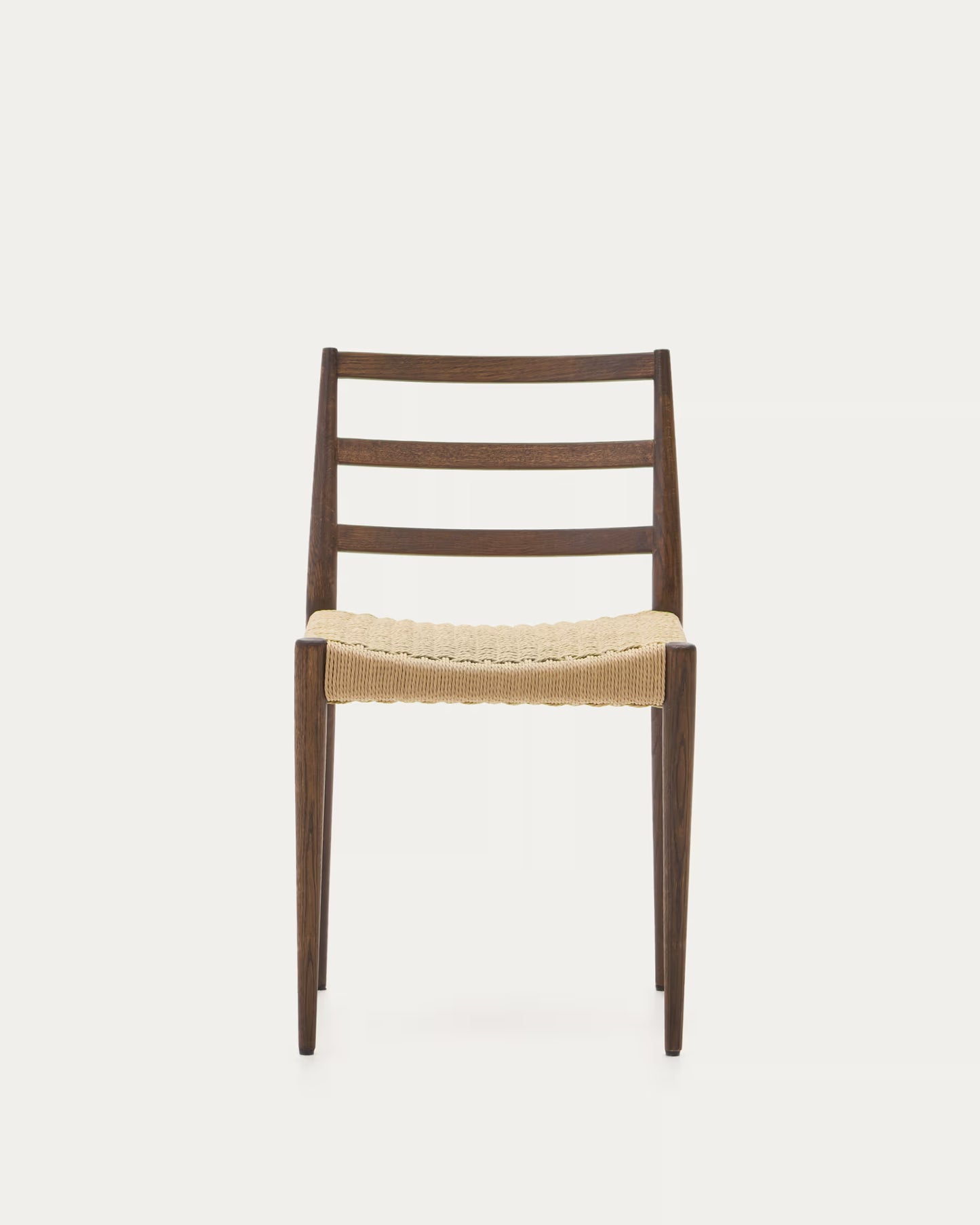 Kave Home Analy Chair in Solid Oak Wood with Walnut Finish and Rope Seat FSC Mix Credit