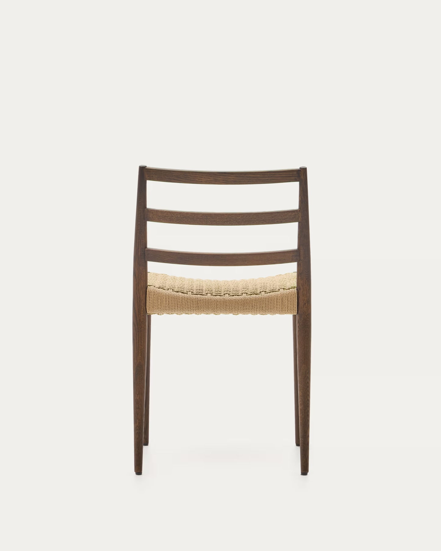 Kave Home Analy Chair in Solid Oak Wood with Walnut Finish and Rope Seat FSC Mix Credit