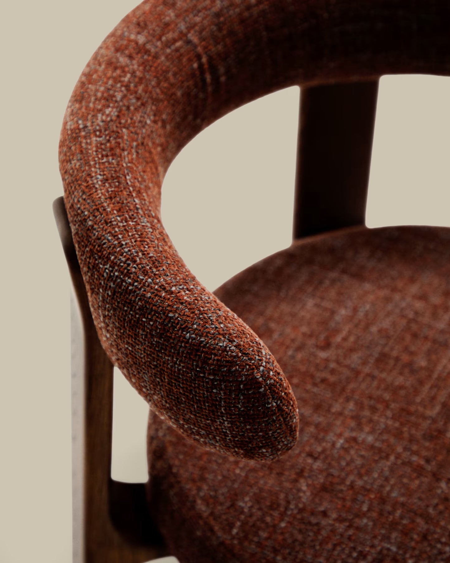 Kave Home Granite Fire-Retardant Chair in Brown Chenille and Solid Ash Wood with Walnut-Coloured Finish FSC 100%