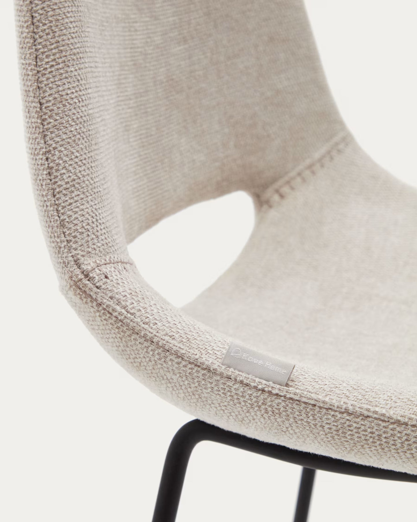 Kave Home Zahara Beige Stool with Steel in a Black Finish, Height 76 cm FSC 100%