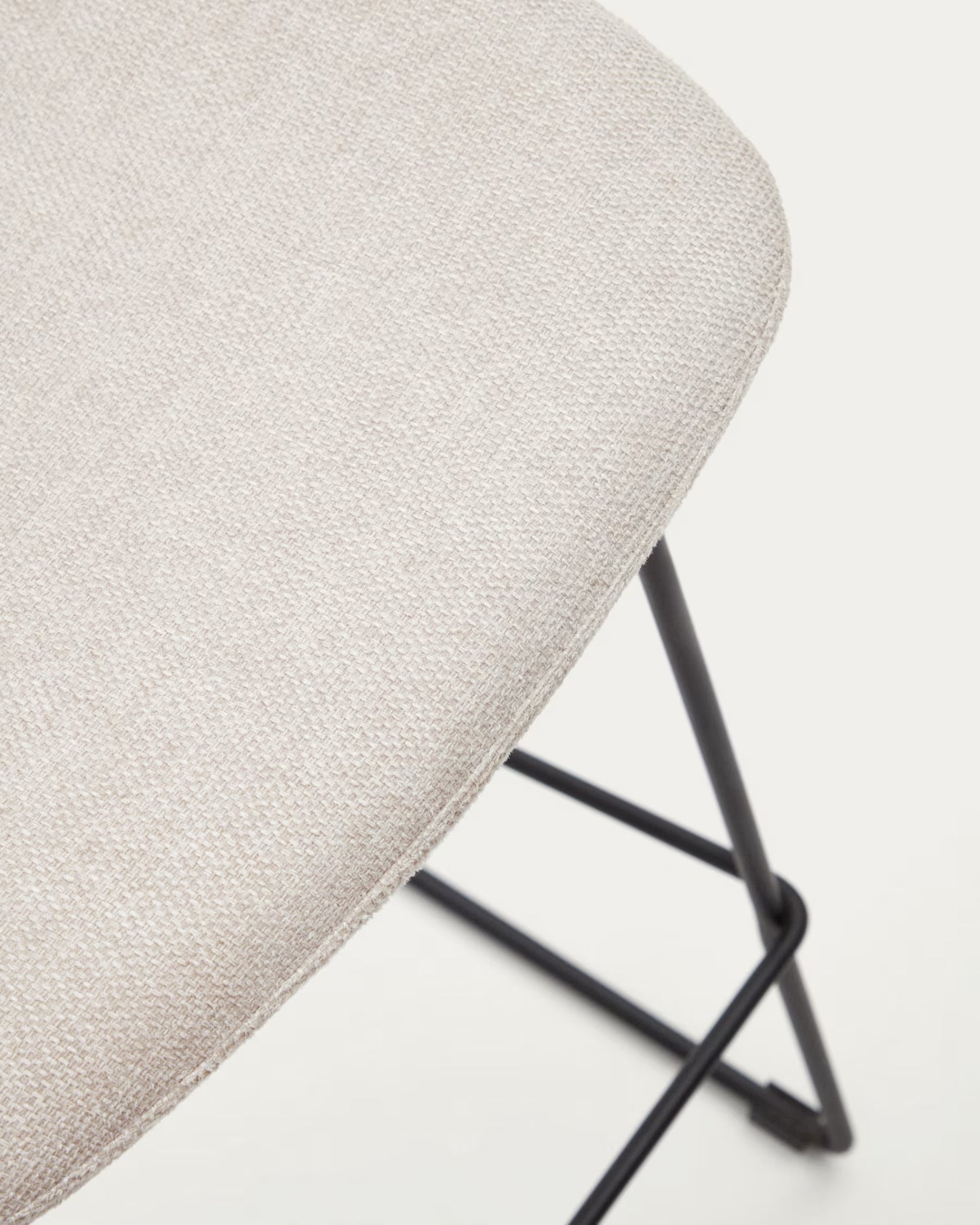 Kave Home Zahara Beige Stool with Steel in a Black Finish, Height 76 cm FSC 100%