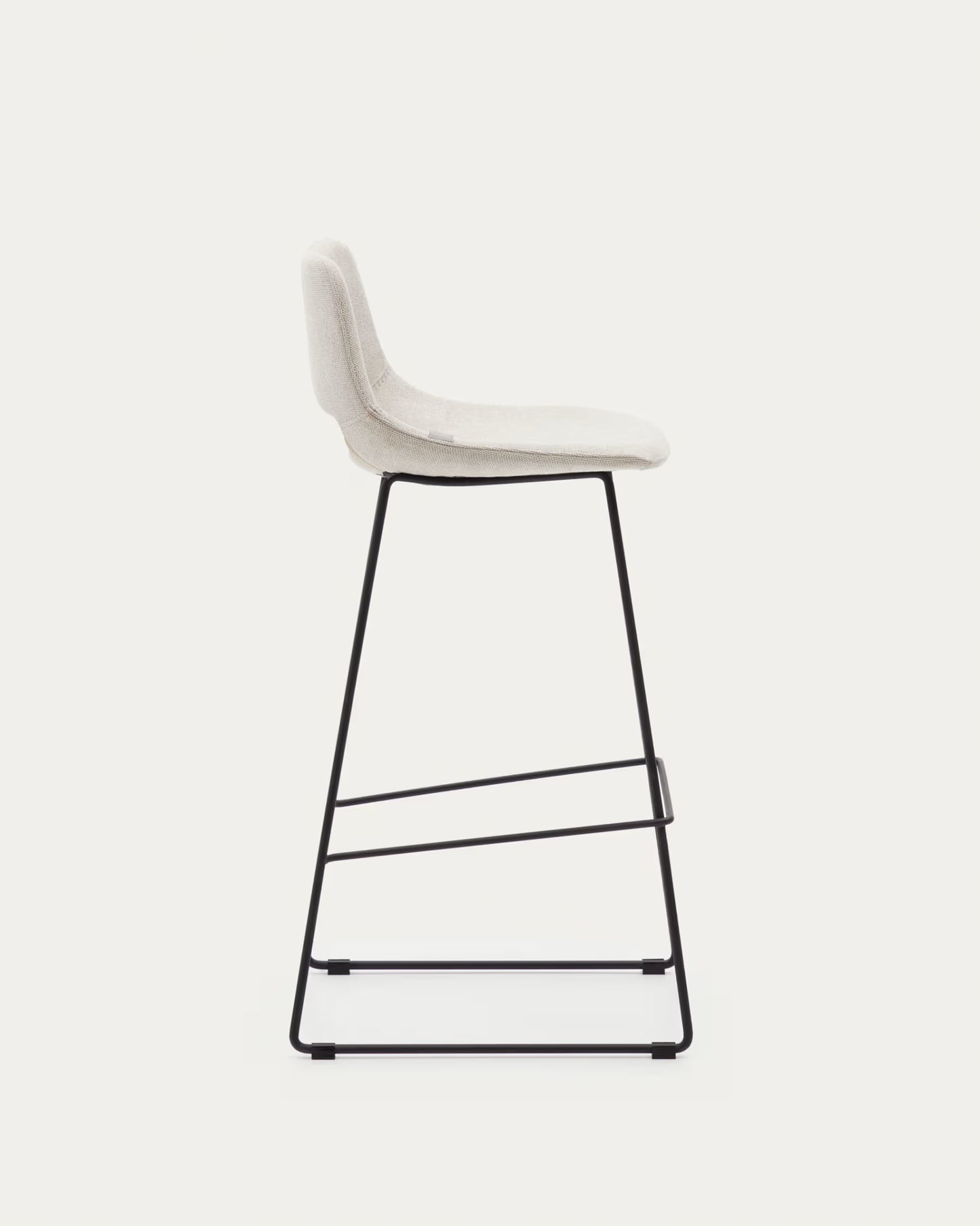 Kave Home Zahara Beige Stool with Steel in a Black Finish, Height 76 cm FSC 100%