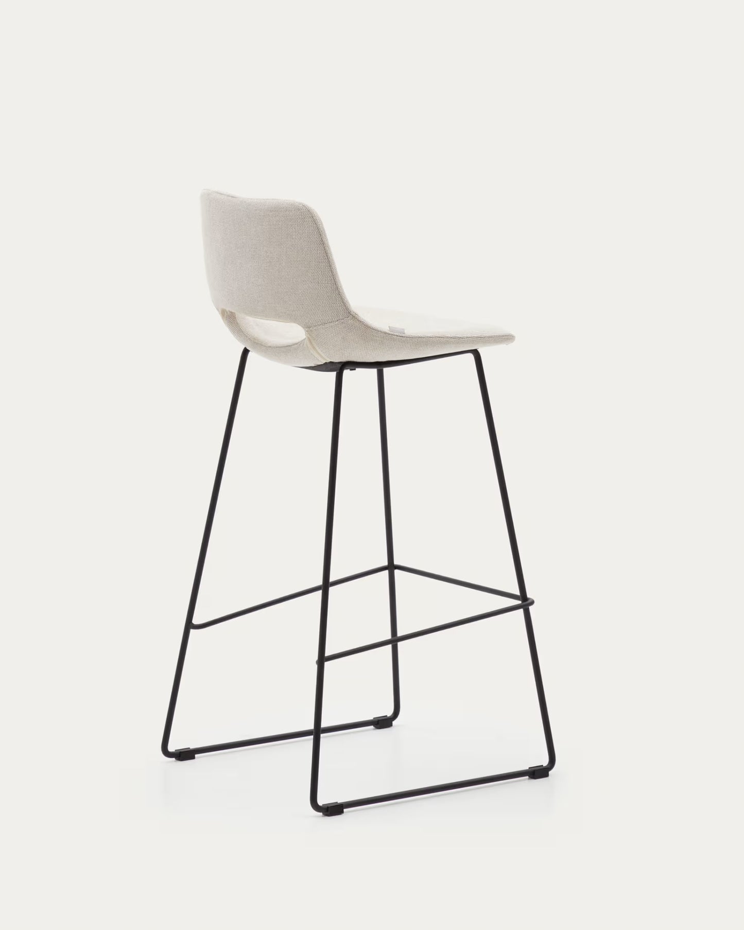 Kave Home Zahara Beige Stool with Steel in a Black Finish, Height 76 cm FSC 100%