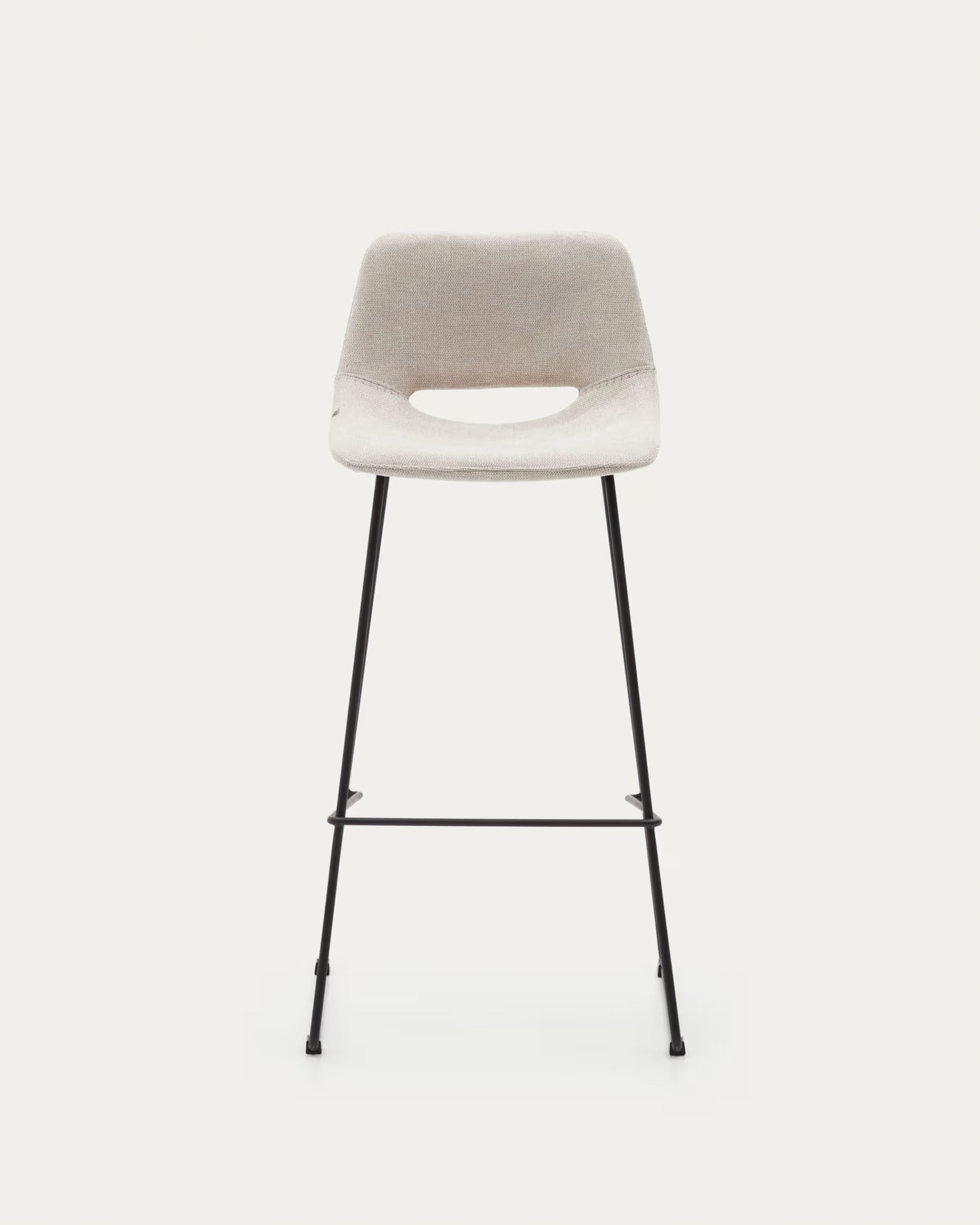 Kave Home Zahara Beige Stool with Steel in a Black Finish, Height 76 cm FSC 100%