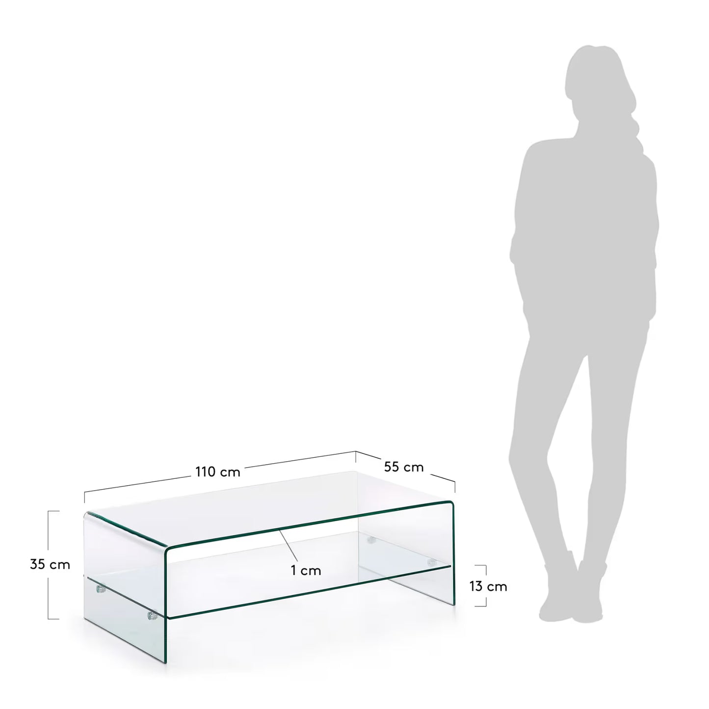 Kave Home Burano Glass Coffee Table 110 x 55 cm