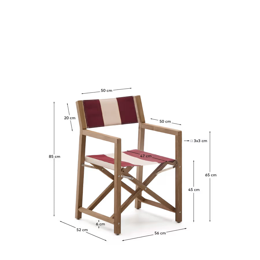 Kave Home Vilara Burgundy and Beige Striped Outdoor Folding Chair Set of 2 Made of FSC 100% Solid Acacia Wood (Copy)