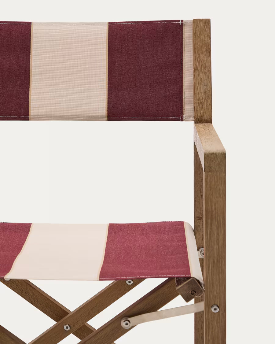 Kave Home Vilara Burgundy and Beige Striped Outdoor Folding Chair Set of 2 Made of FSC 100% Solid Acacia Wood (Copy)