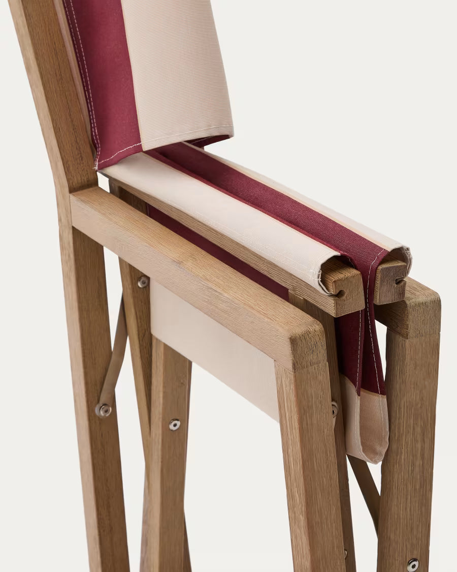 Kave Home Vilara Burgundy and Beige Striped Outdoor Folding Chair Set of 2 Made of FSC 100% Solid Acacia Wood (Copy)