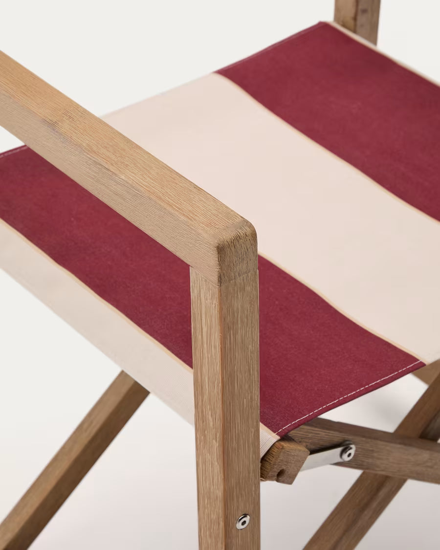 Kave Home Vilara Burgundy and Beige Striped Outdoor Folding Chair Set of 2 Made of FSC 100% Solid Acacia Wood (Copy)