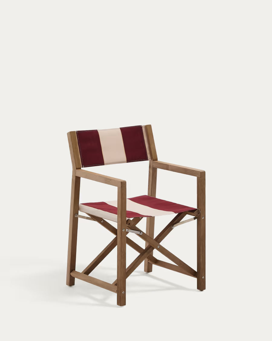 Kave Home Vilara Burgundy and Beige Striped Outdoor Folding Chair Set of 2 Made of FSC 100% Solid Acacia Wood (Copy)