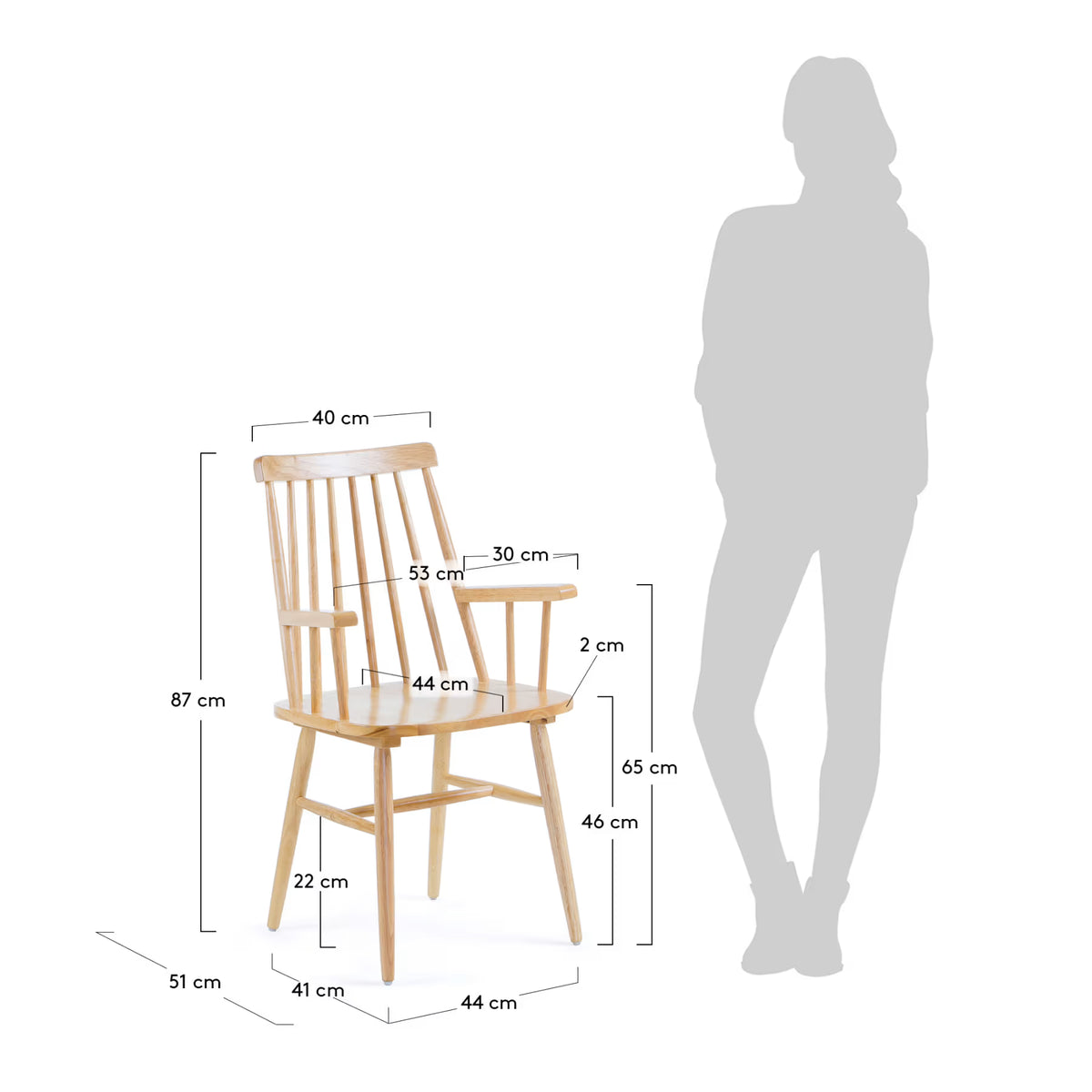 Kave Home Tressia Chair Natural with Armrests