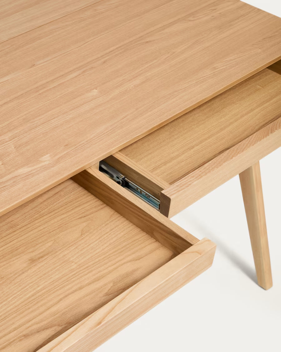 Kave Home Julia Table in Veneer and Solid Ash Wood 120 x 65 cm