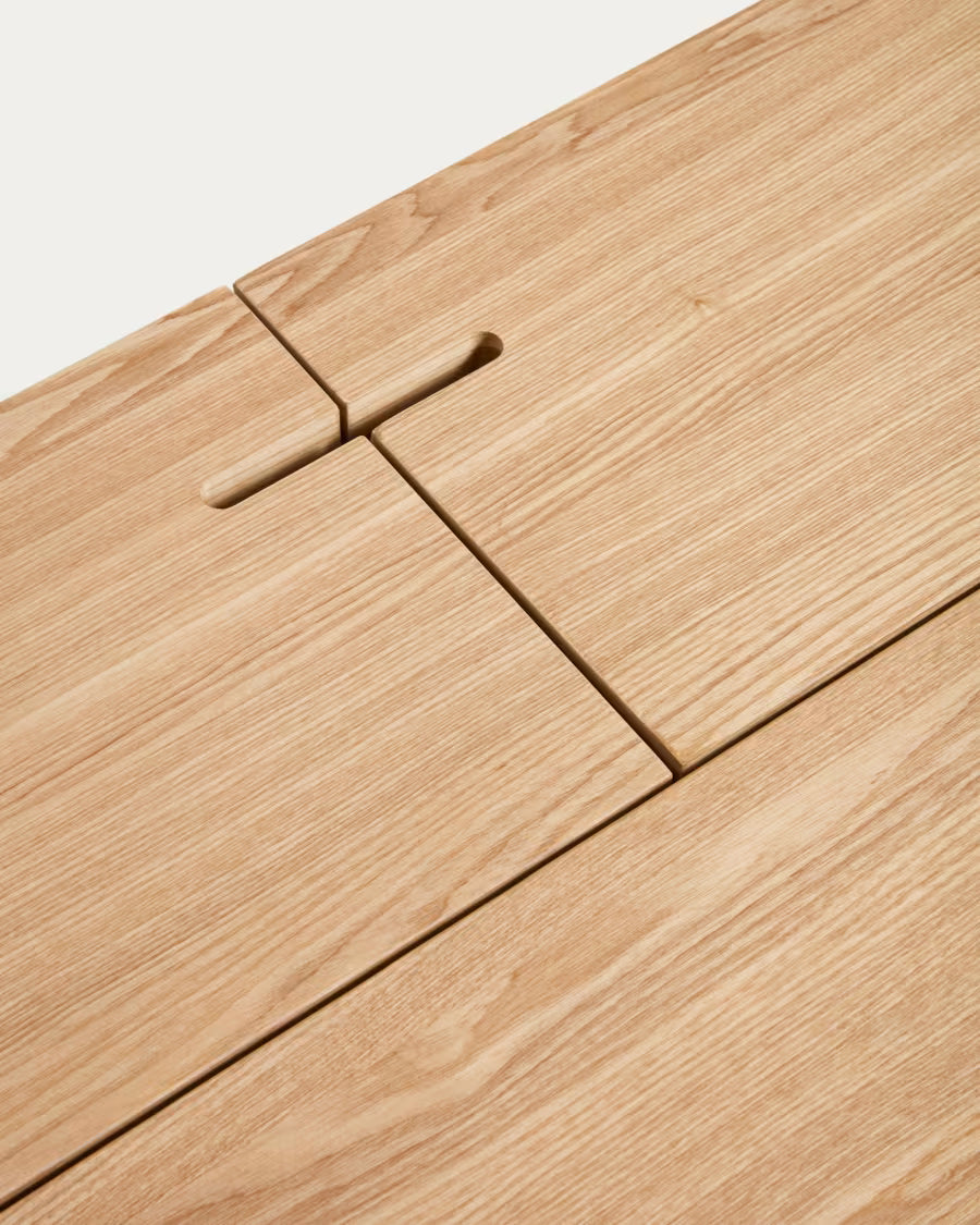 Kave Home Julia Table in Veneer and Solid Ash Wood 120 x 65 cm