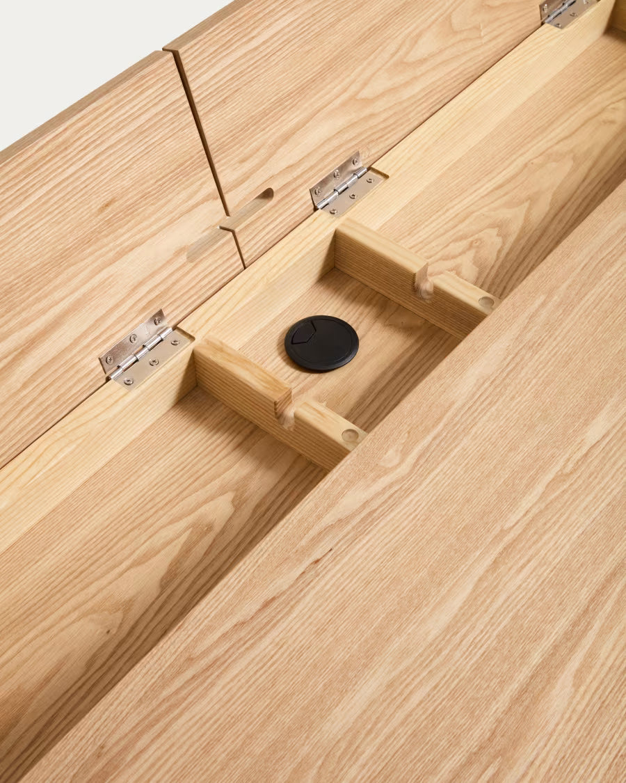 Kave Home Julia Table in Veneer and Solid Ash Wood 120 x 65 cm