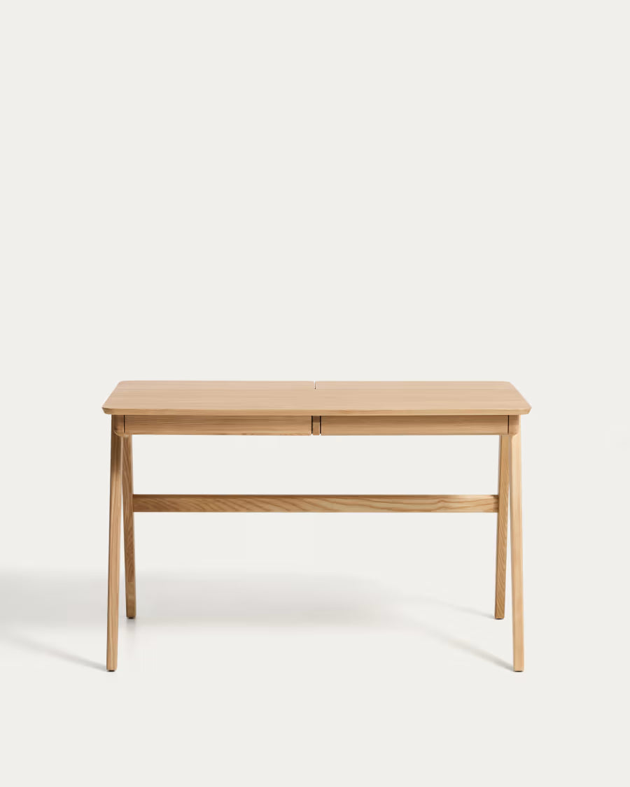 Kave Home Julia Table in Veneer and Solid Ash Wood 120 x 65 cm