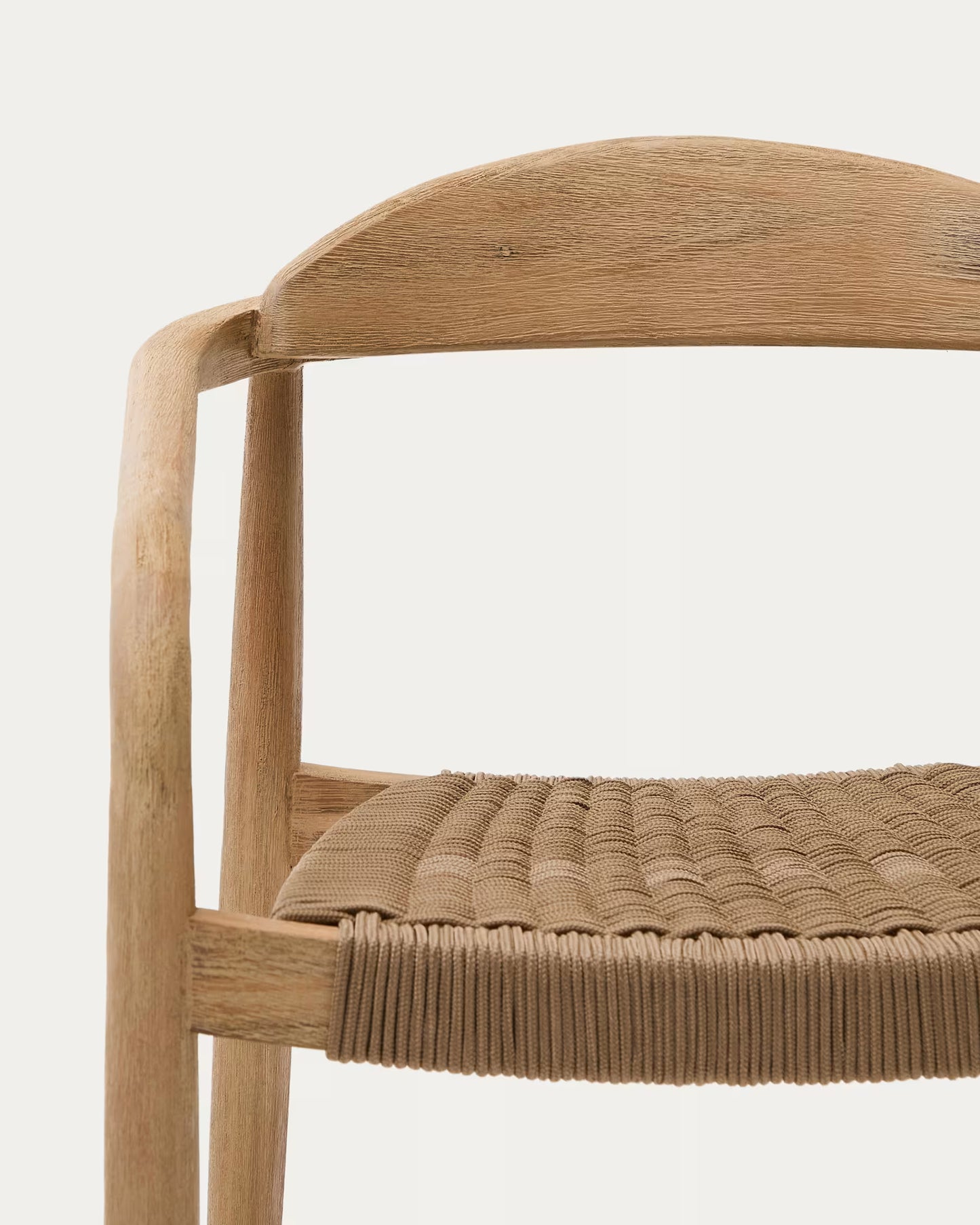 Kave Home Nina Stackable Chair in FSC 100% Solid Acacia Wood and Beige Rope Seat