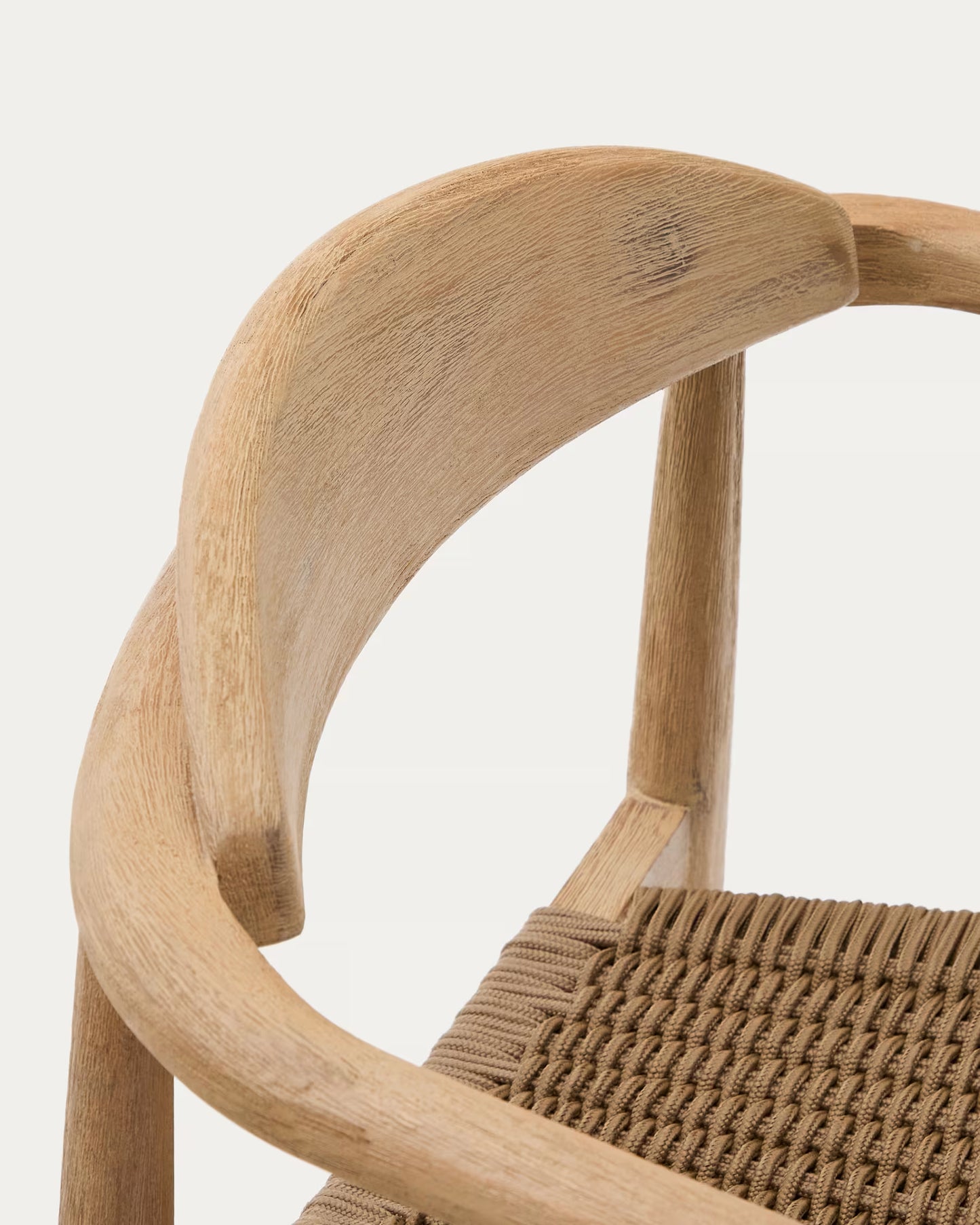 Kave Home Nina Stackable Chair in FSC 100% Solid Acacia Wood and Beige Rope Seat
