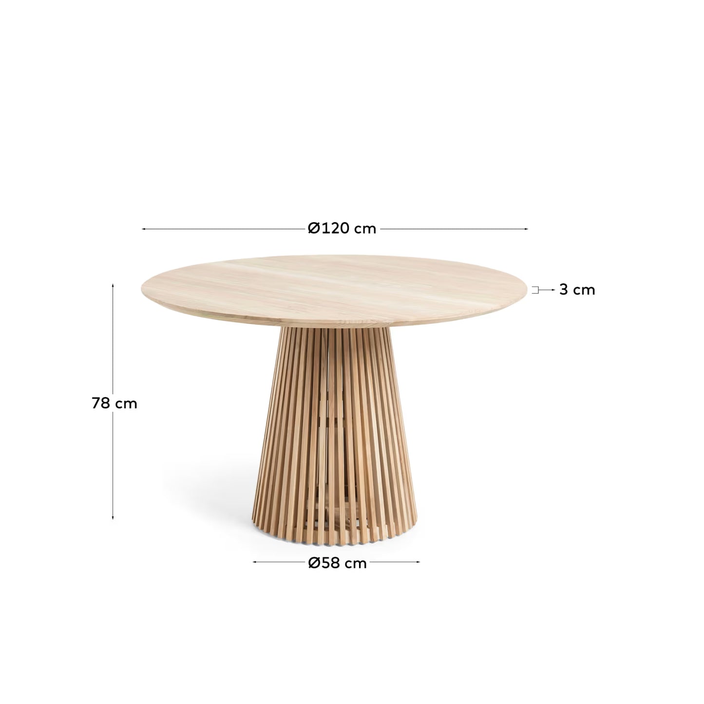 Kave Home Jeanette Round Solid Teak Wood Table, Ø 120 cm