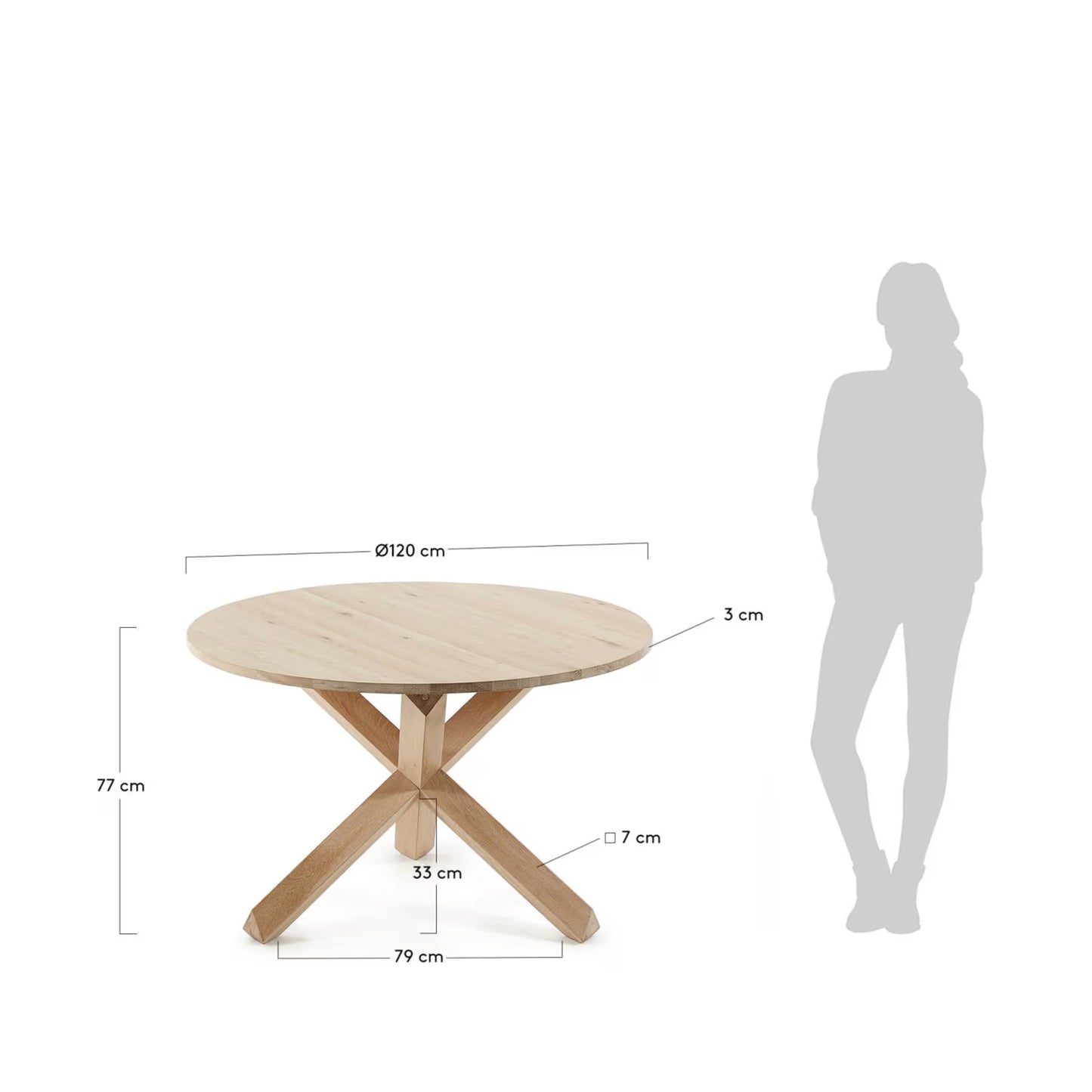 Kave Home Lotus Wood Table in Solid Oak, Ø 120 cm