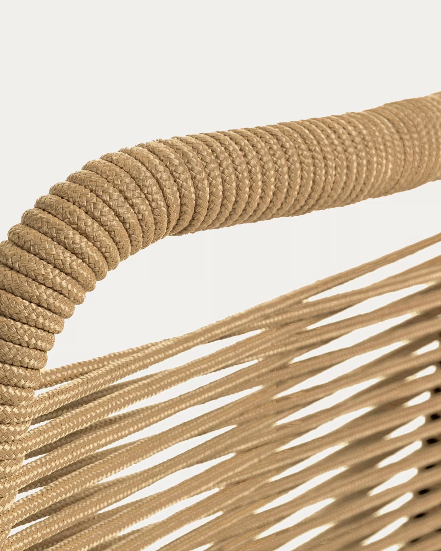 Kave Home Lambton Stackable Chair in Brown Rope and Steel with Black Finish