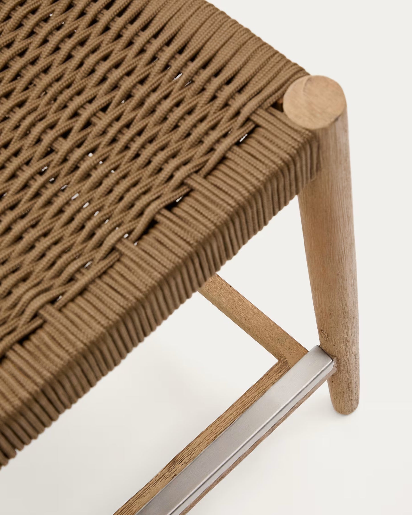 Kave Home Nina Stool in Solid Acacia Wood Height 62 cm