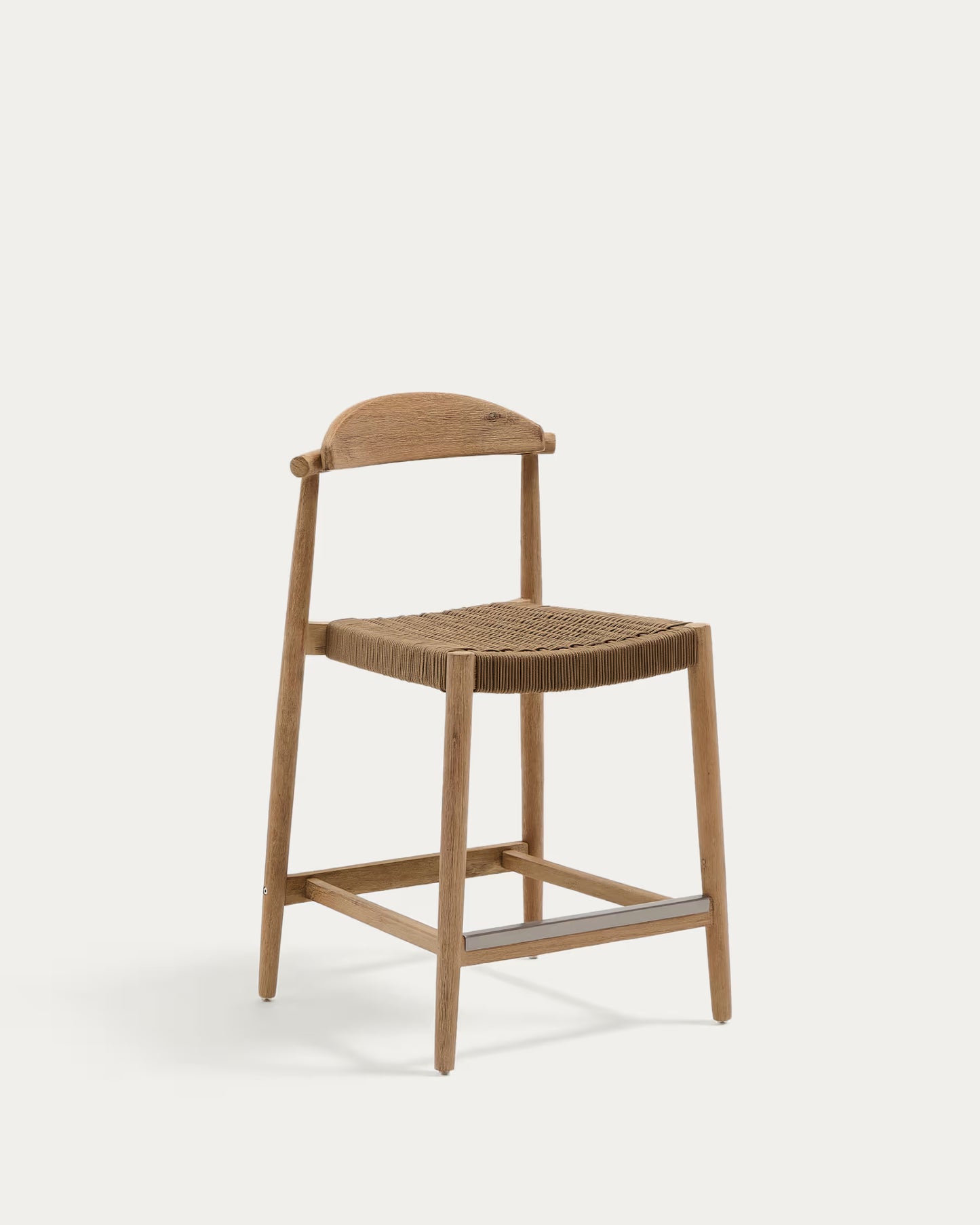 Kave Home Nina Stool in Solid Acacia Wood Height 62 cm