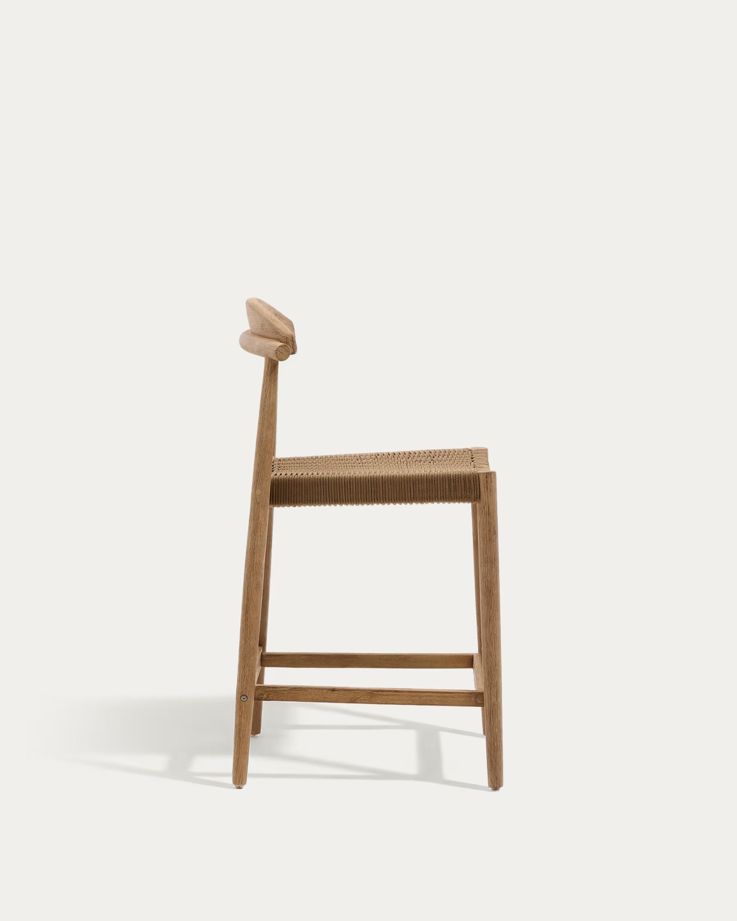 Kave Home Nina Stool in Solid Acacia Wood Height 62 cm