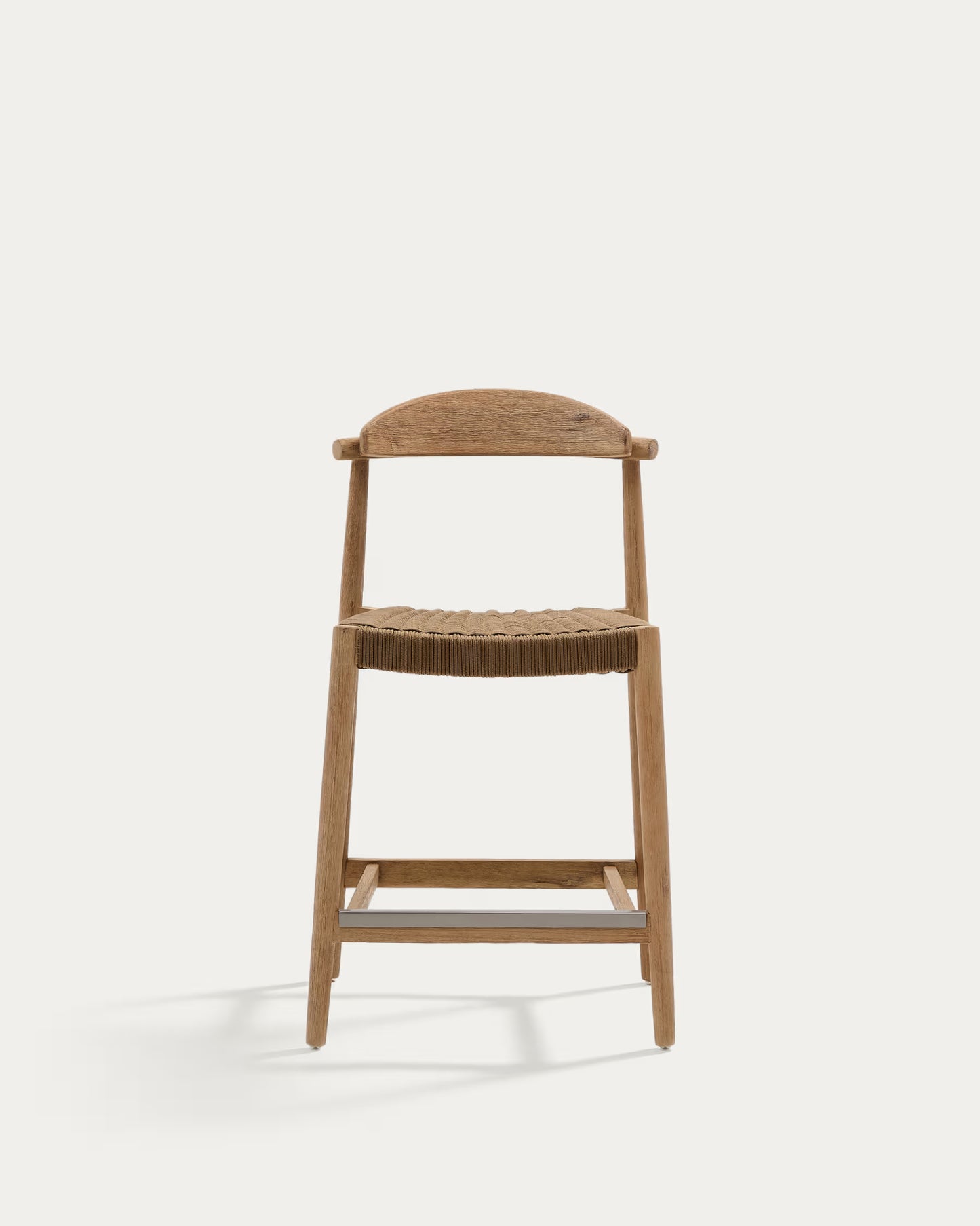 Kave Home Nina Stool in Solid Acacia Wood Height 62 cm
