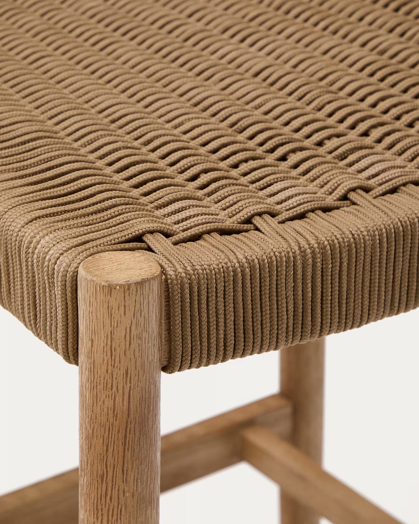 Kave Home Nina Stool in Solid Acacia Wood, Height 76 cm FSC 100%