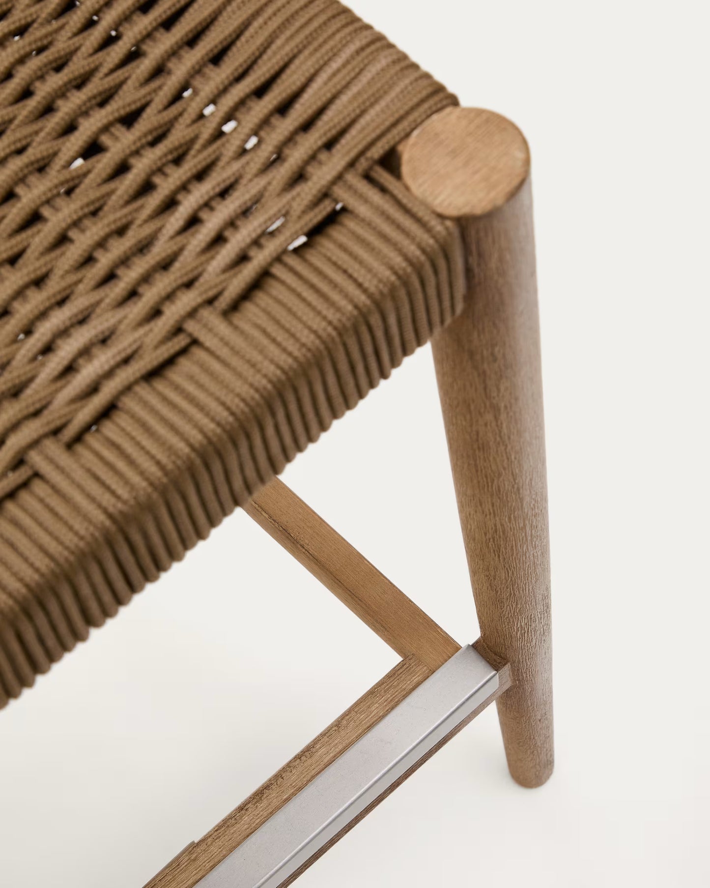Kave Home Nina Stool in Solid Acacia Wood, Height 76 cm FSC 100%