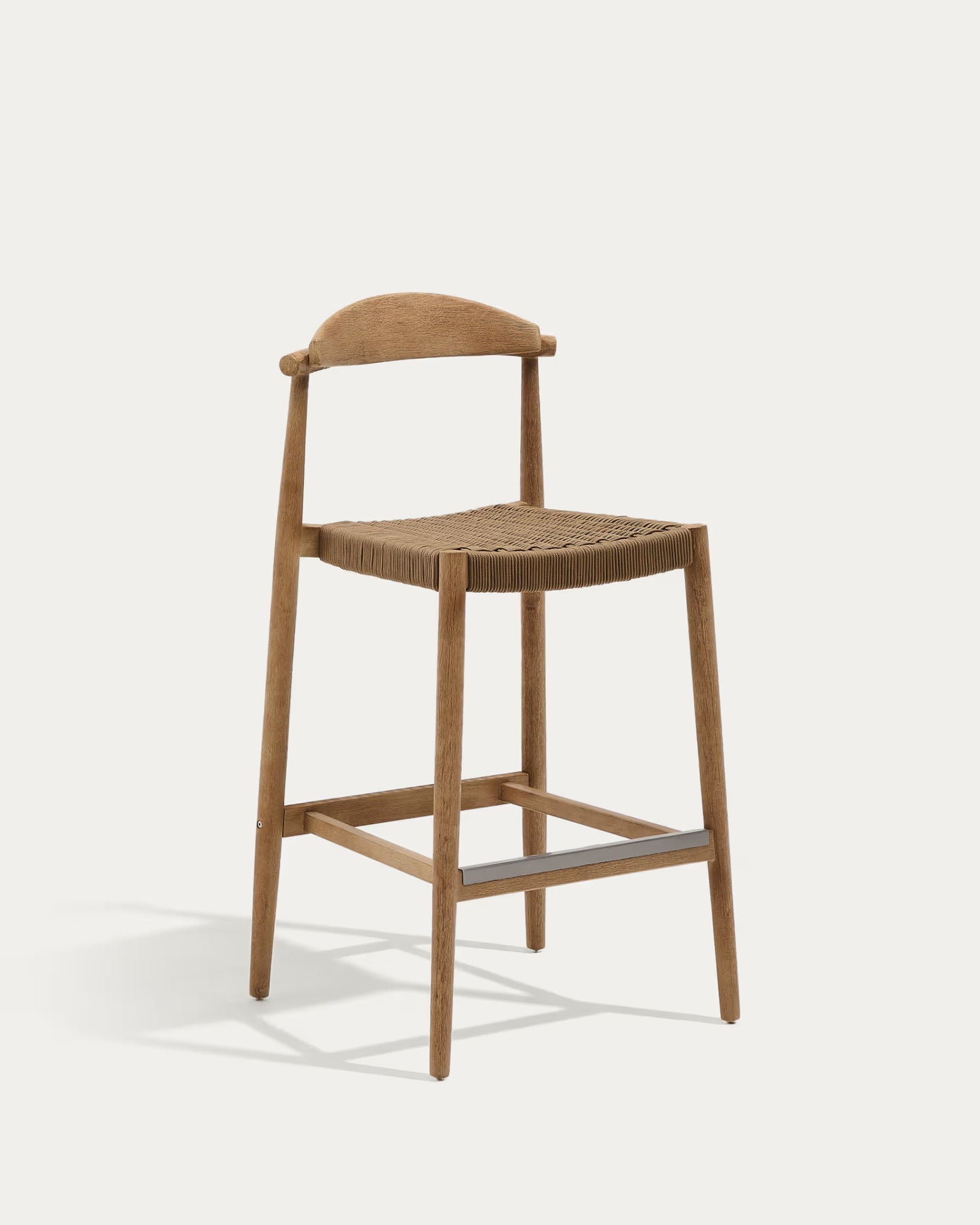 Kave Home Nina Stool in Solid Acacia Wood, Height 76 cm FSC 100%