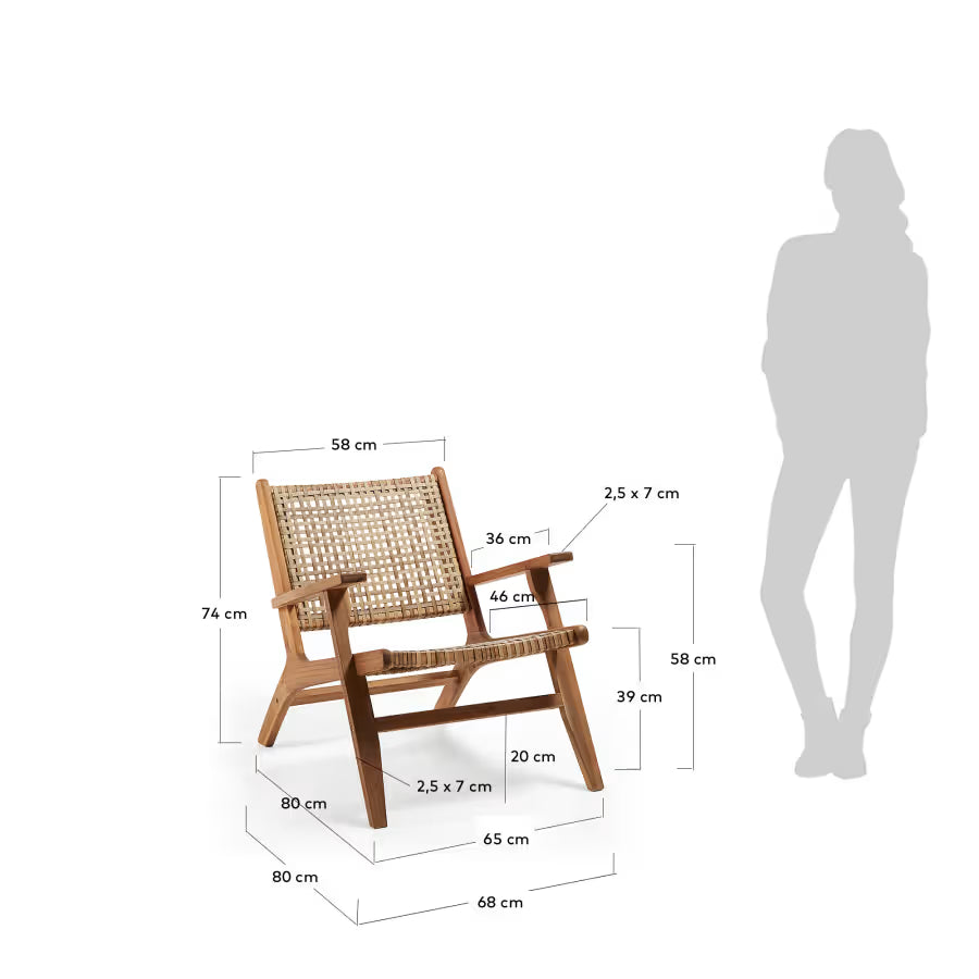 Kave Home Grignoon Chair, Made from Solid Acacia Wood and Woven Wicker FSC 100%