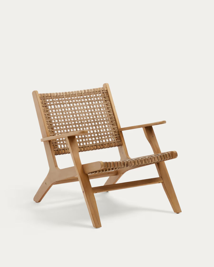 Kave Home Grignoon Chair, Made from Solid Acacia Wood and Woven Wicker FSC 100%