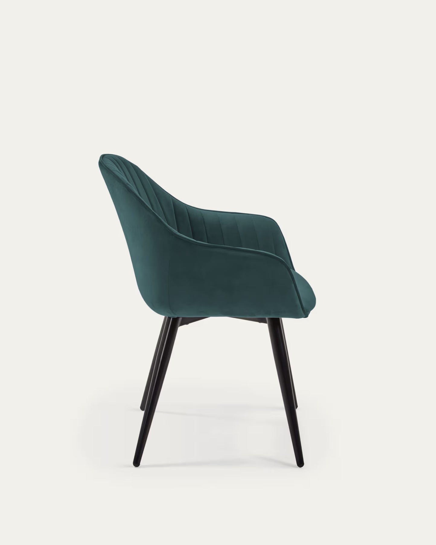 Kave Home Fabia Velvet Chair in Turquoise with Steel Legs in a Black Finish FR