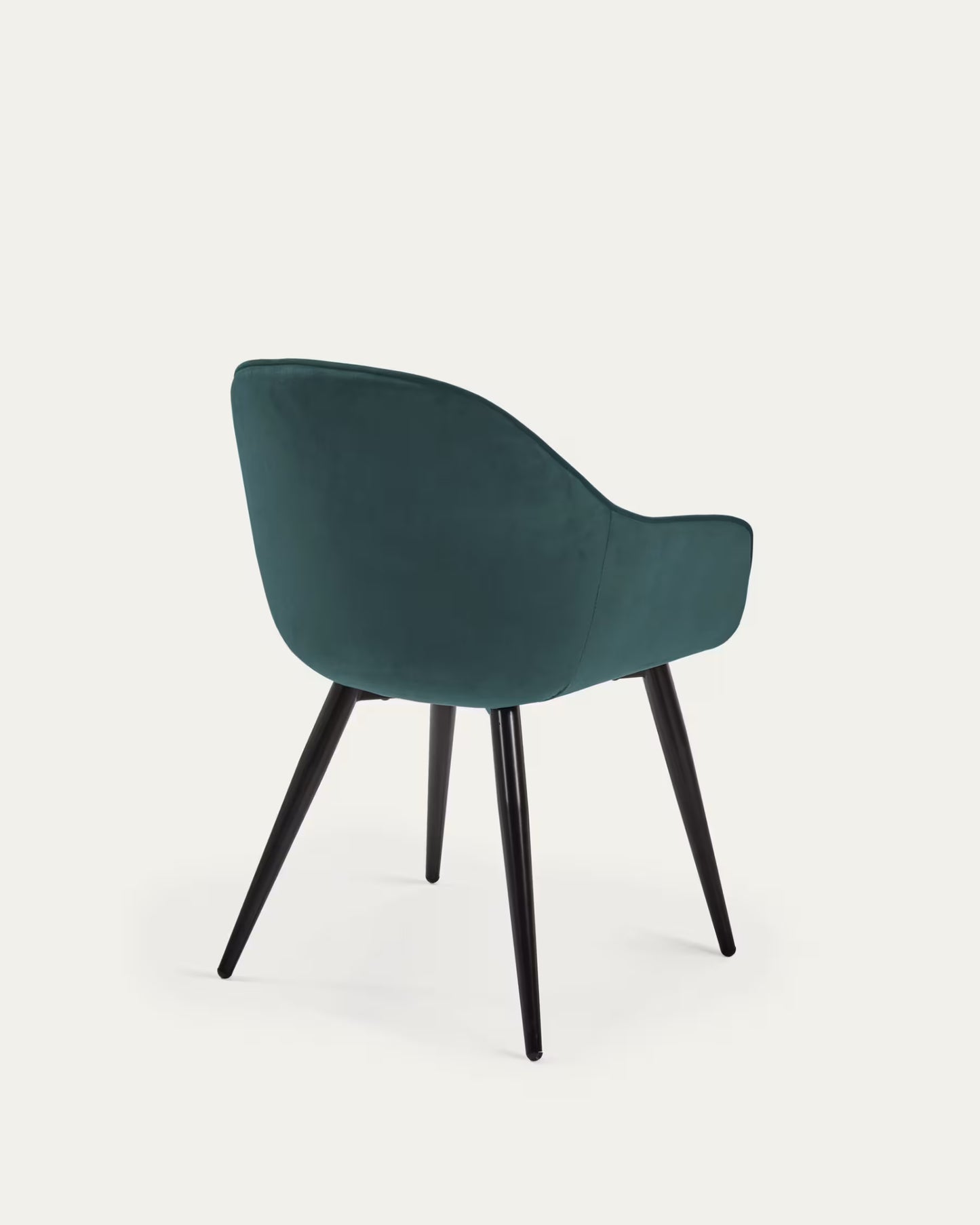 Kave Home Fabia Velvet Chair in Turquoise with Steel Legs in a Black Finish FR