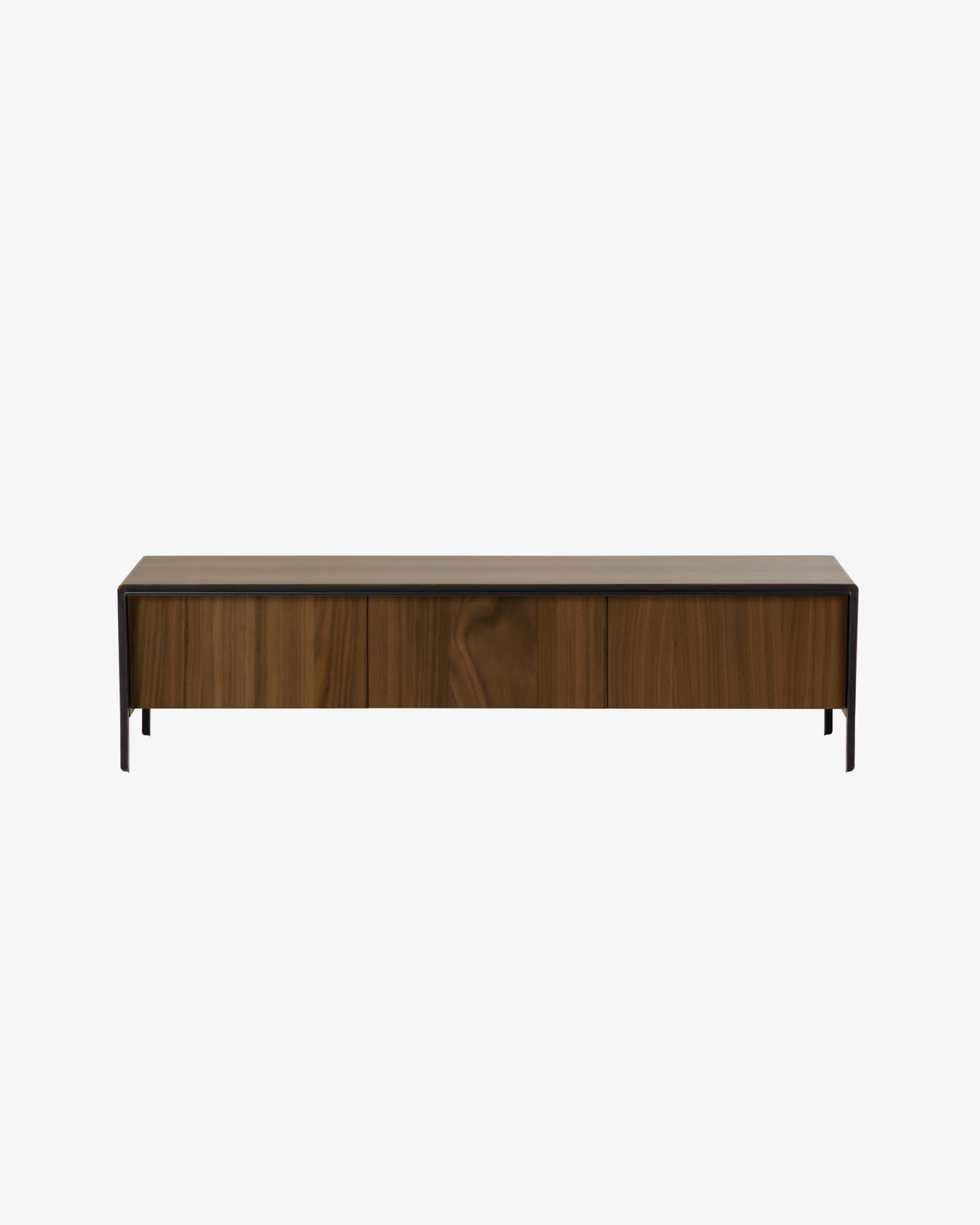 Kave Home Nadyria Walnut Wood Veneer 3 Door TV Stand with Black Finish Steel, 180 x 50 cm