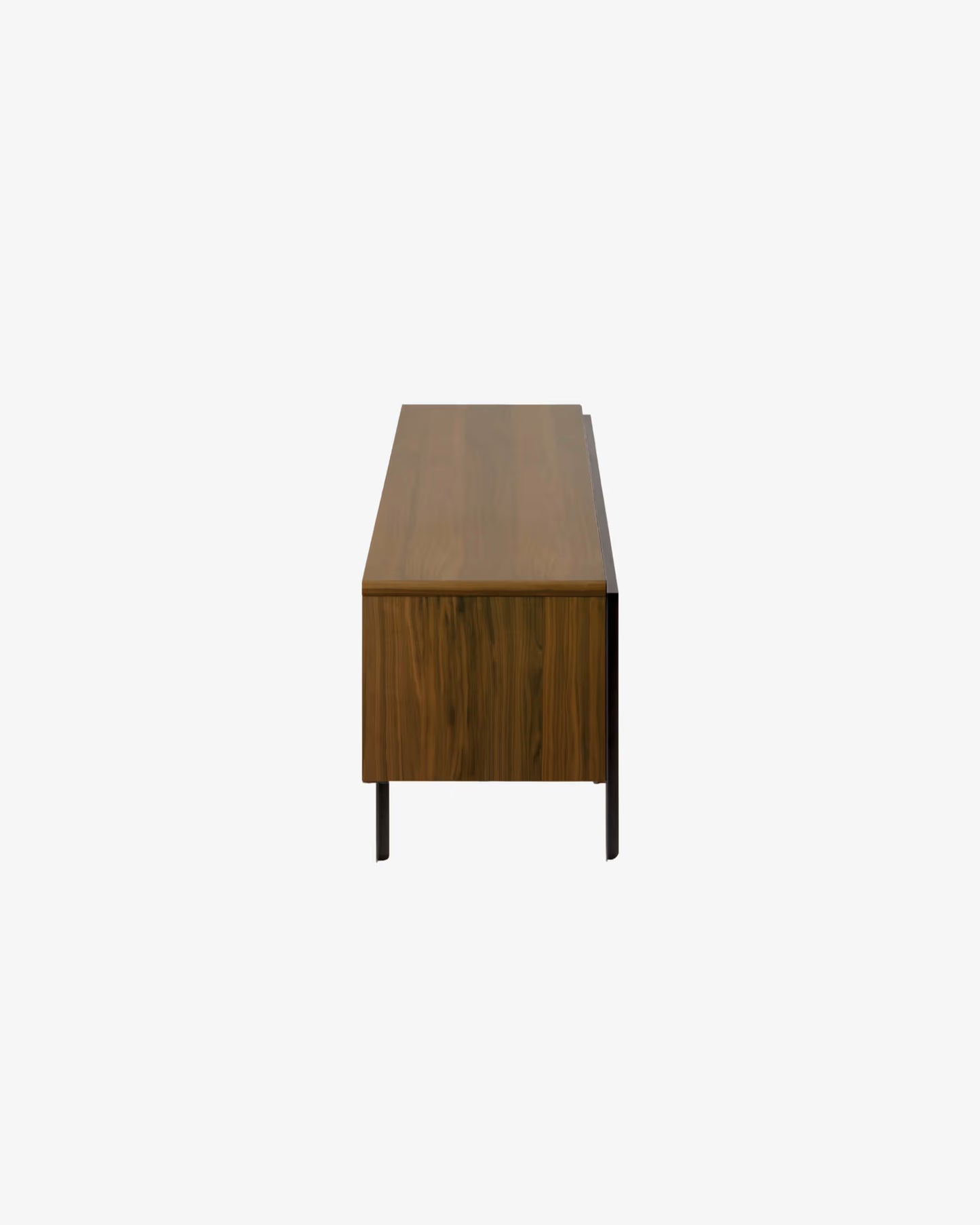 Kave Home Nadyria Walnut Wood Veneer 3 Door TV Stand with Black Finish Steel, 180 x 50 cm